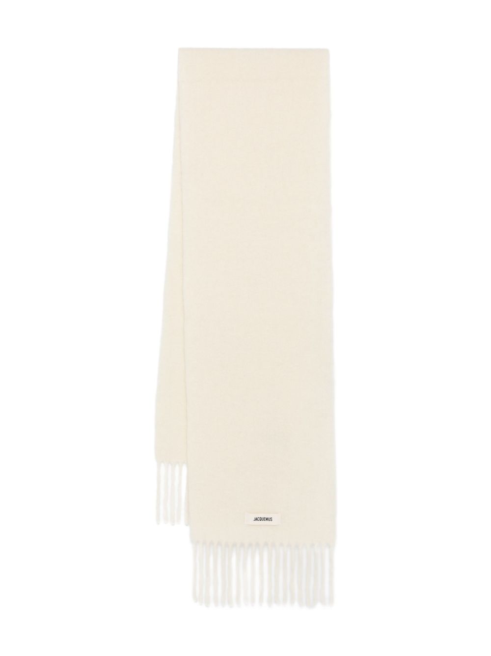 JACQUEMUS Fringed Edge Logo Patch Rectangular Scarf