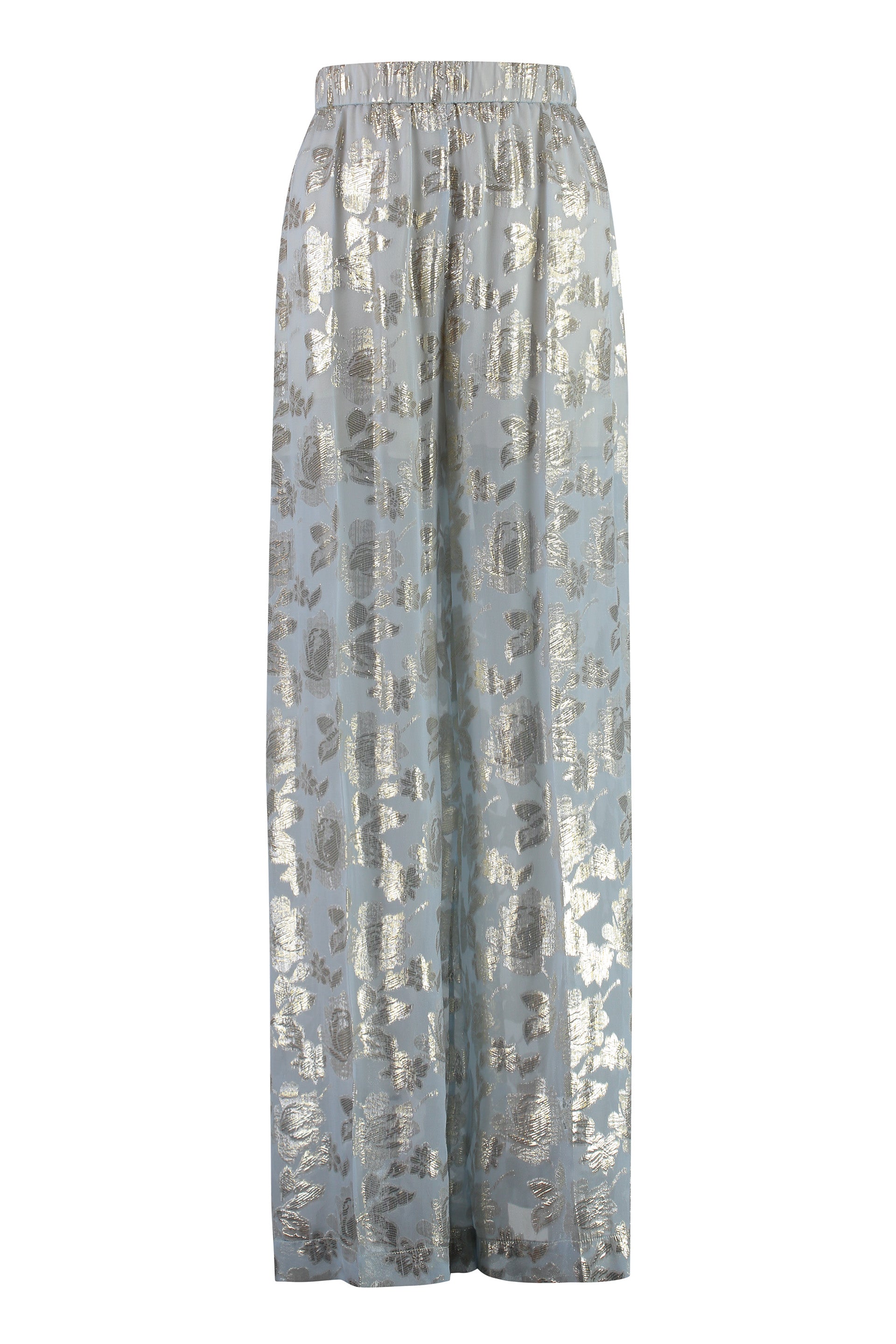 NINA RICCI Floral Jacquard Silk Trousers