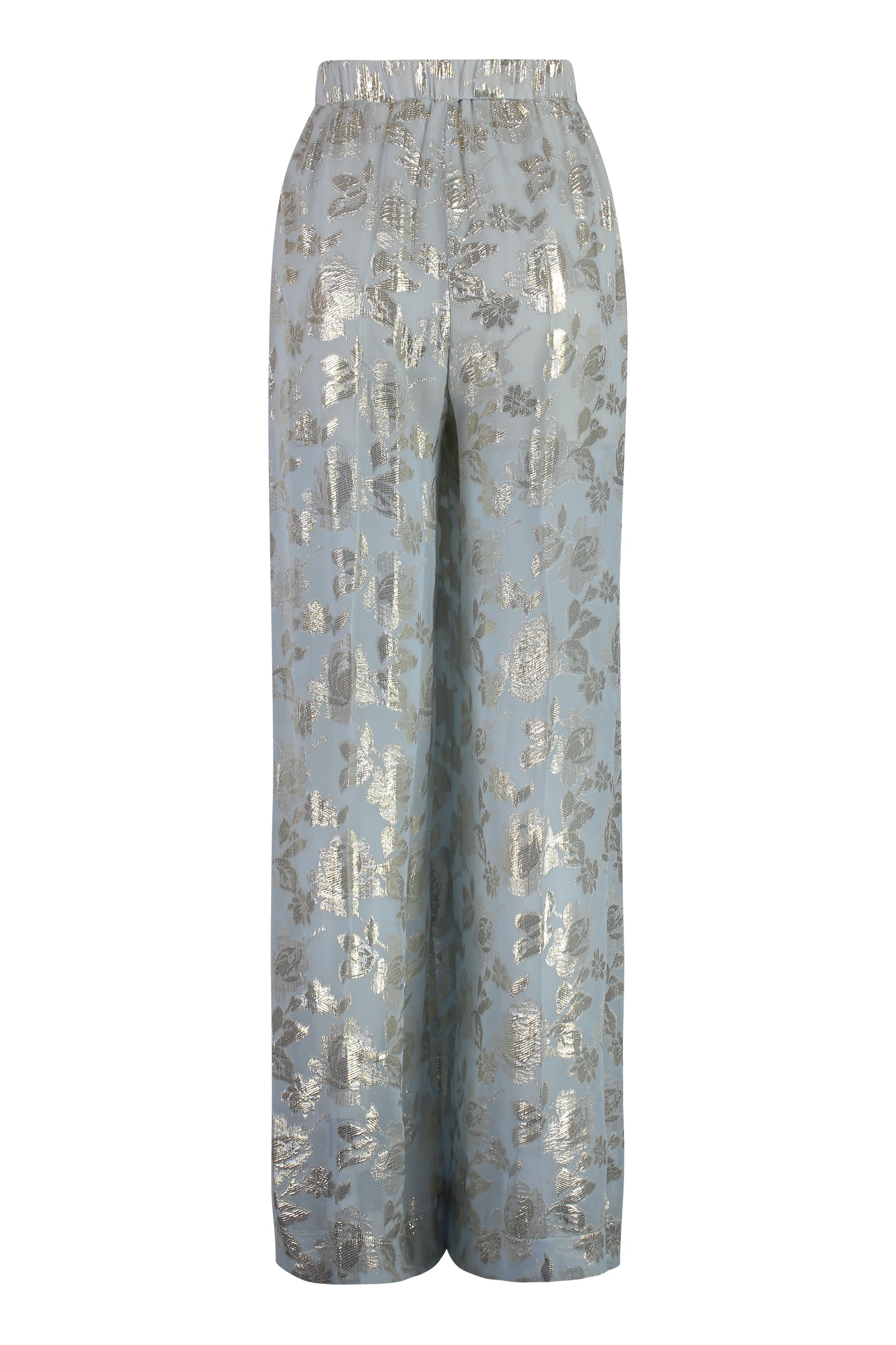 NINA RICCI Floral Jacquard Silk Trousers