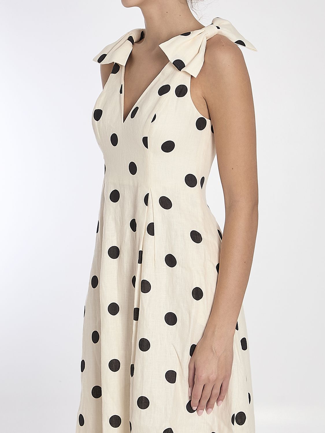 ZIMMERMANN Mini Dress with Polka-Dot Motif and Shoulder Bow Detail