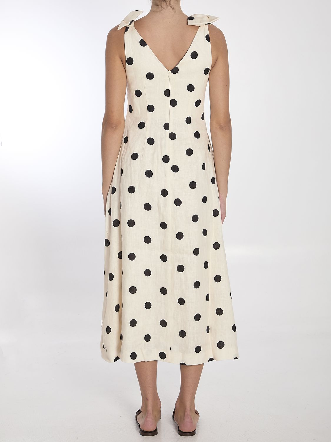 ZIMMERMANN Linen Midi Dress with Concealed Zip and Side Pockets