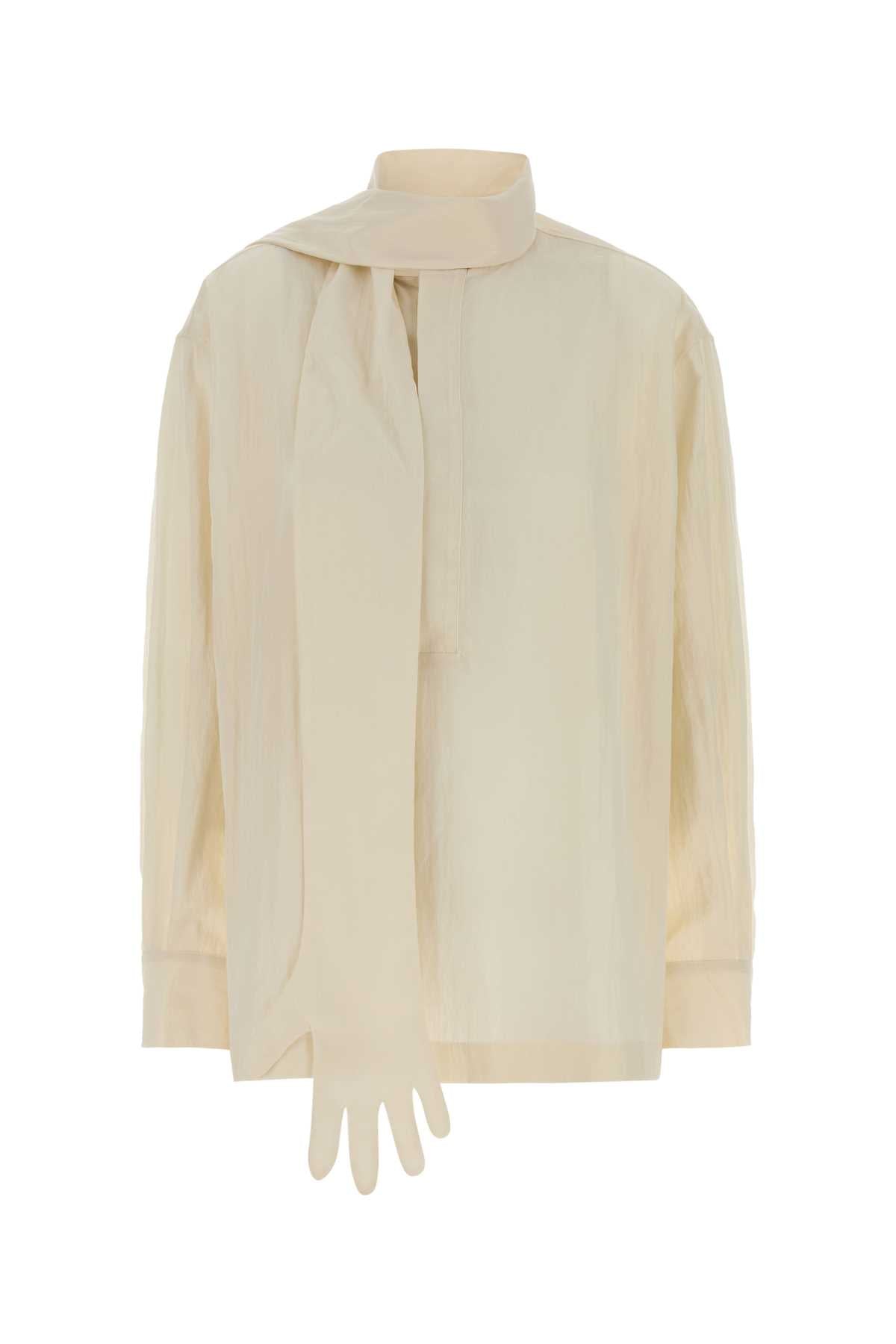 JEAN PAUL GAULTIER Ivory Lyocell Blend Mini Blouse with Gloves Detail