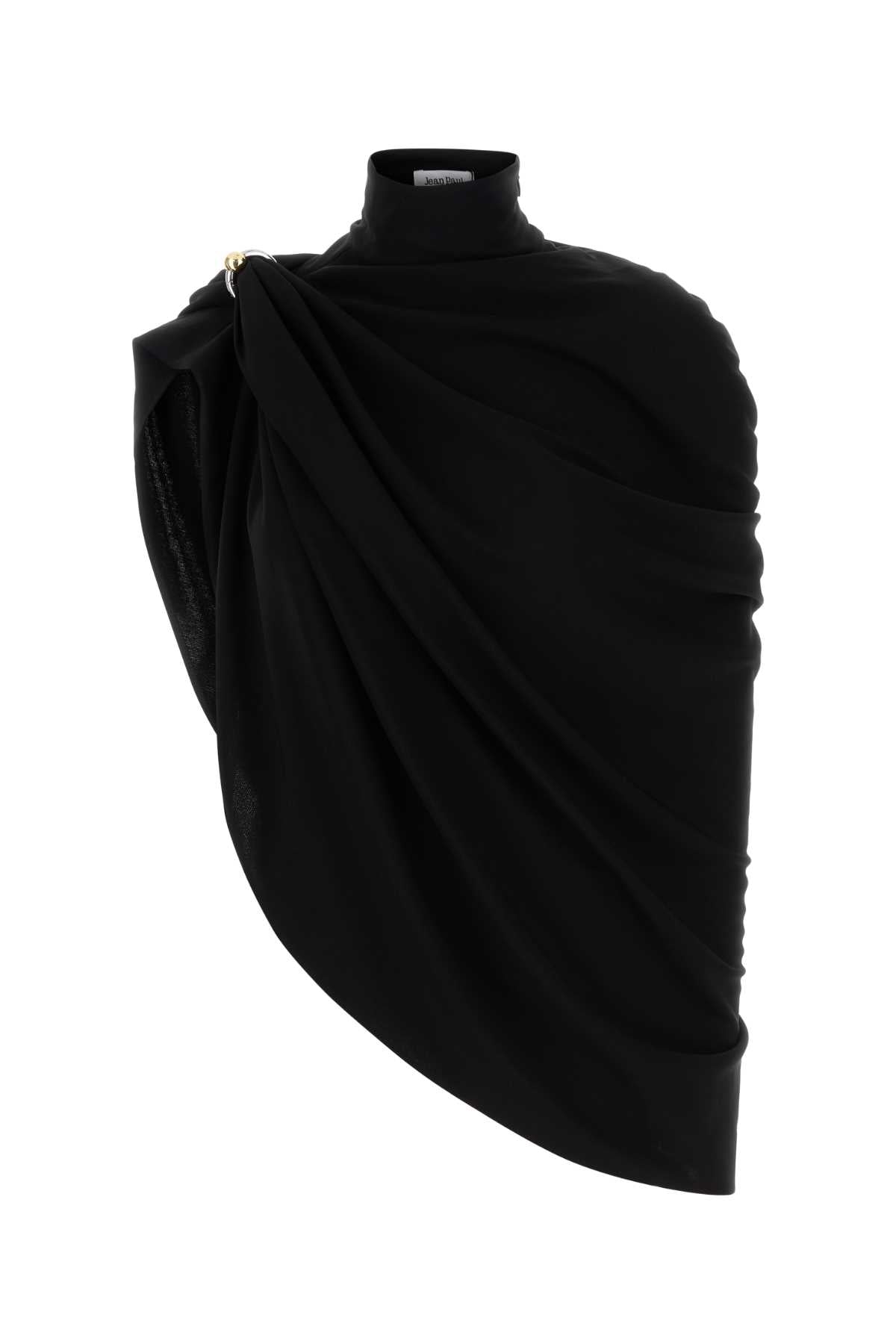 JEAN PAUL GAULTIER Draped Stretch Crepe Top with Cockring Detail