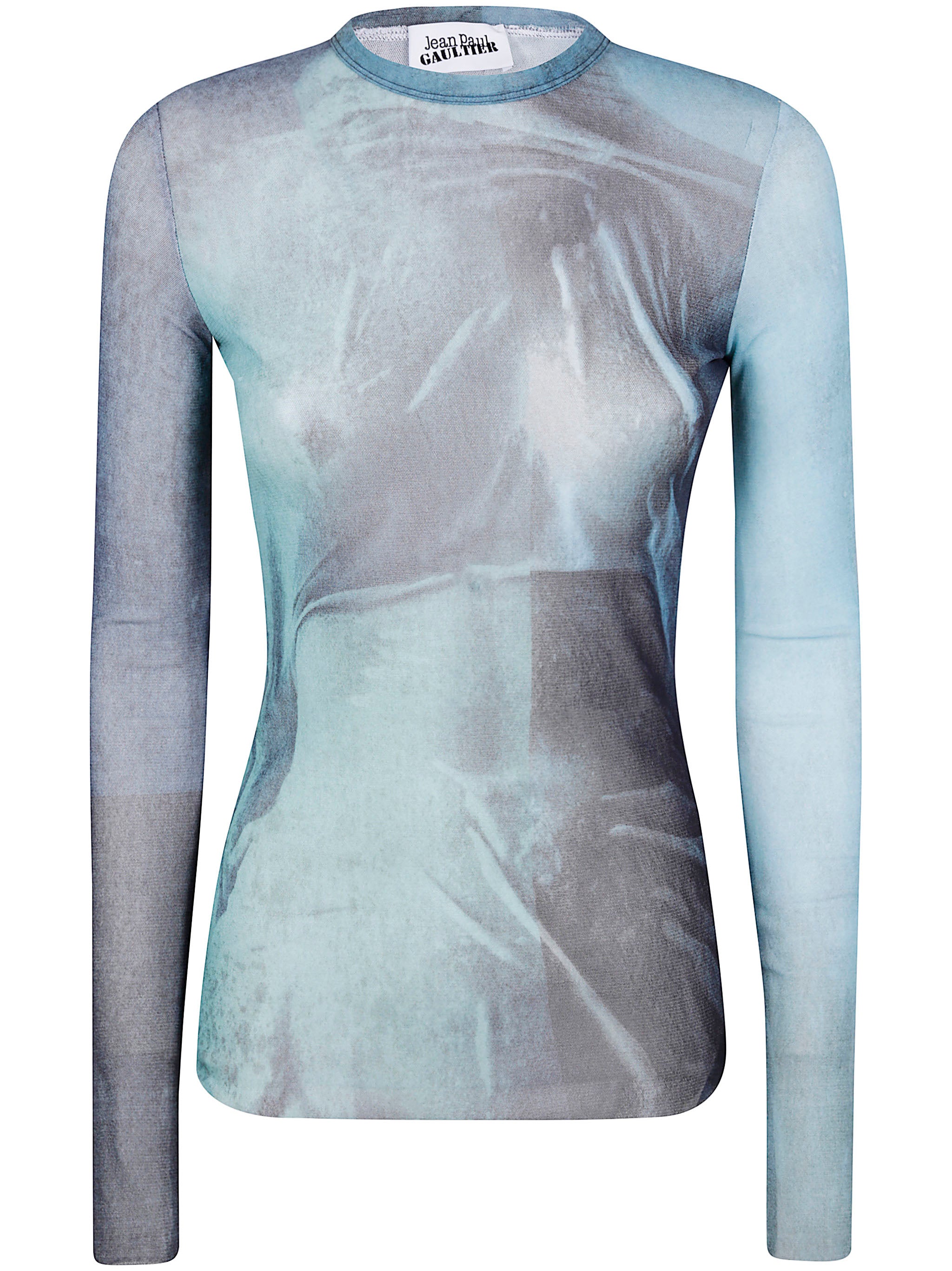 JEAN PAUL GAULTIER Mesh Long Sleeves Top Printed - Water