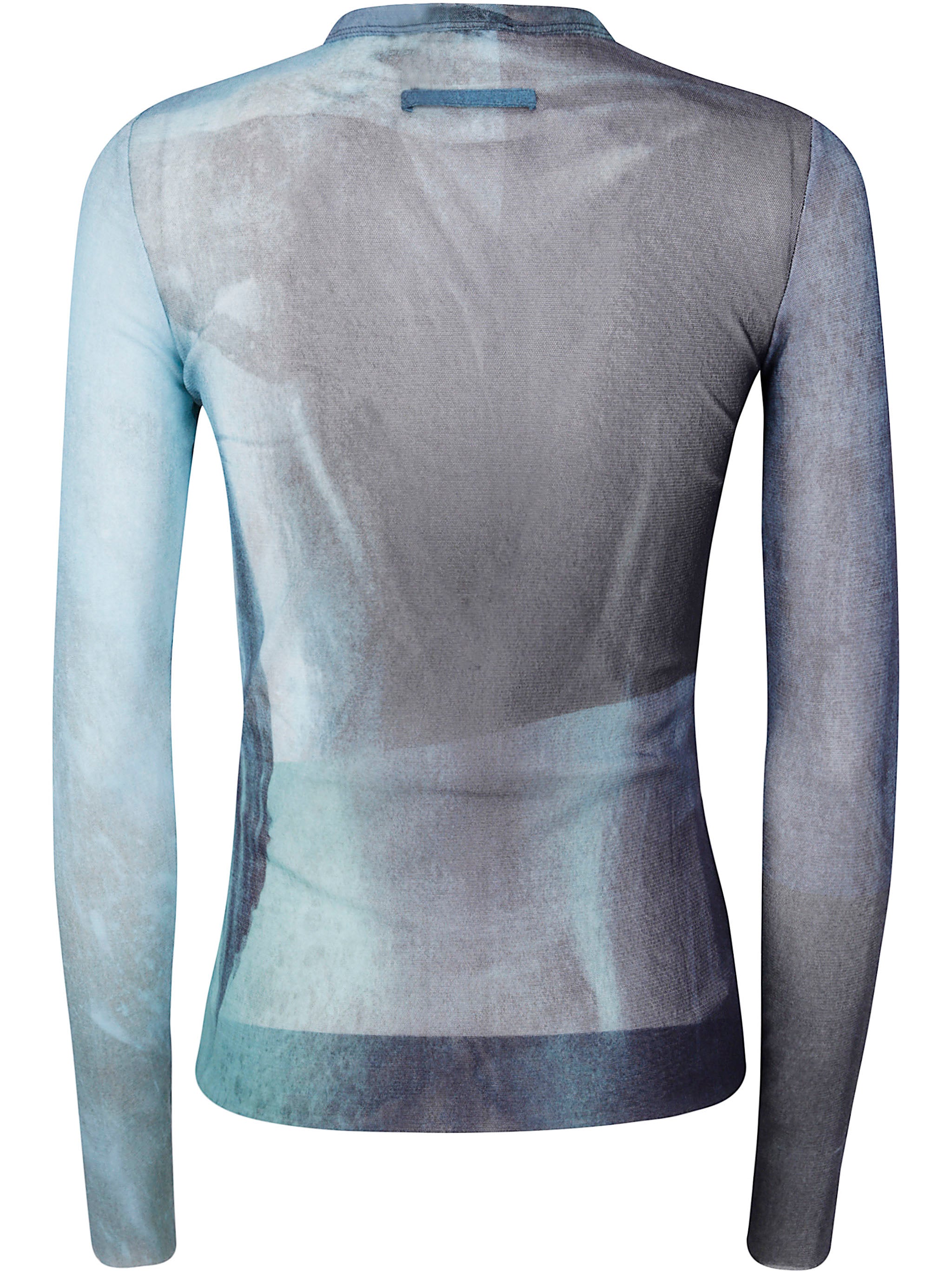 JEAN PAUL GAULTIER Mesh Long Sleeves Top Printed - Water