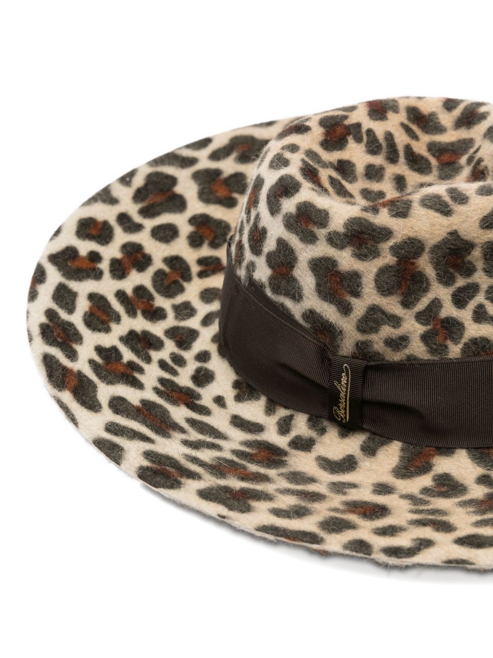 BORSALINO Wide Brim Leopard Print Wool Hat