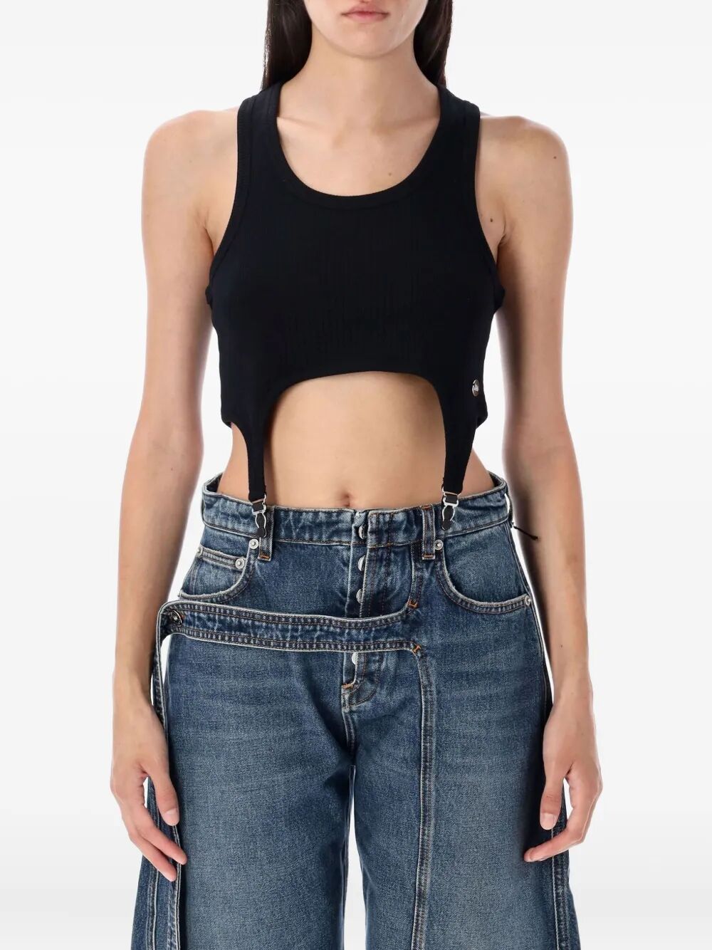 JEAN PAUL GAULTIER Cotton Ribbed Bra with Lingerie Garter