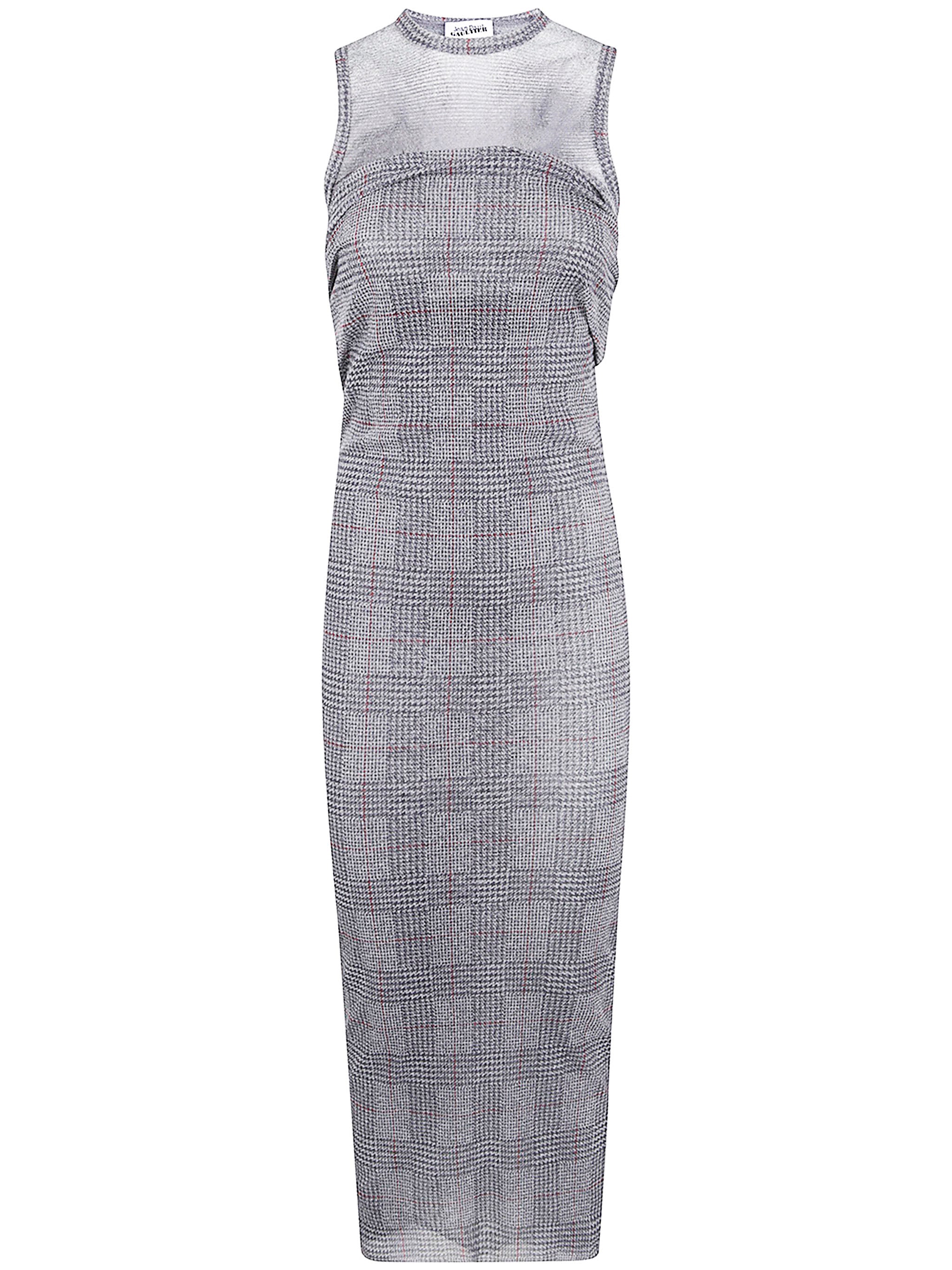 JEAN PAUL GAULTIER Mesh Long Dress with Double Layer Print - Body Shadow & Prince of Wales