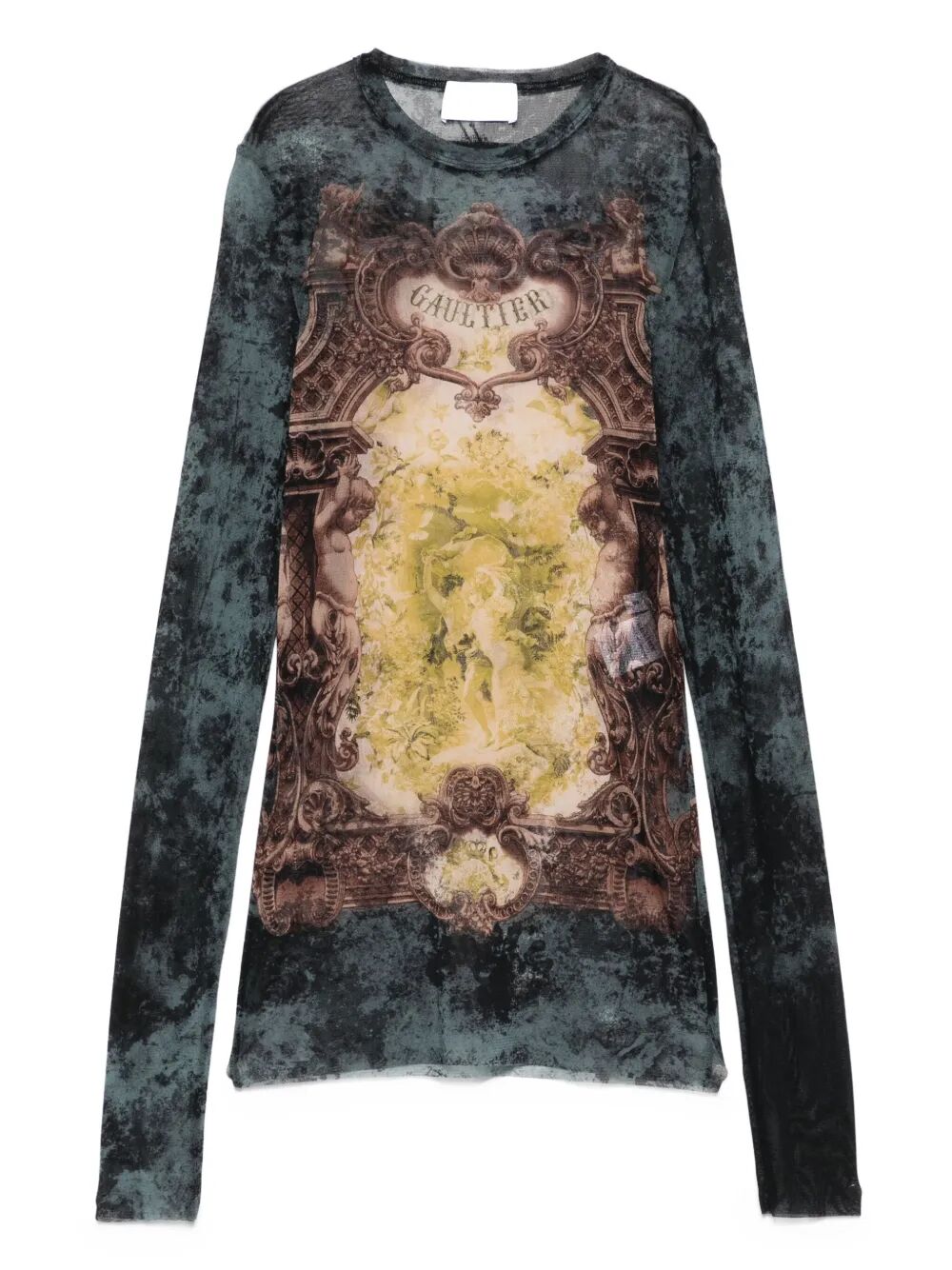 JEAN PAUL GAULTIER Mesh Long Sleeves Top - Printed Medallion