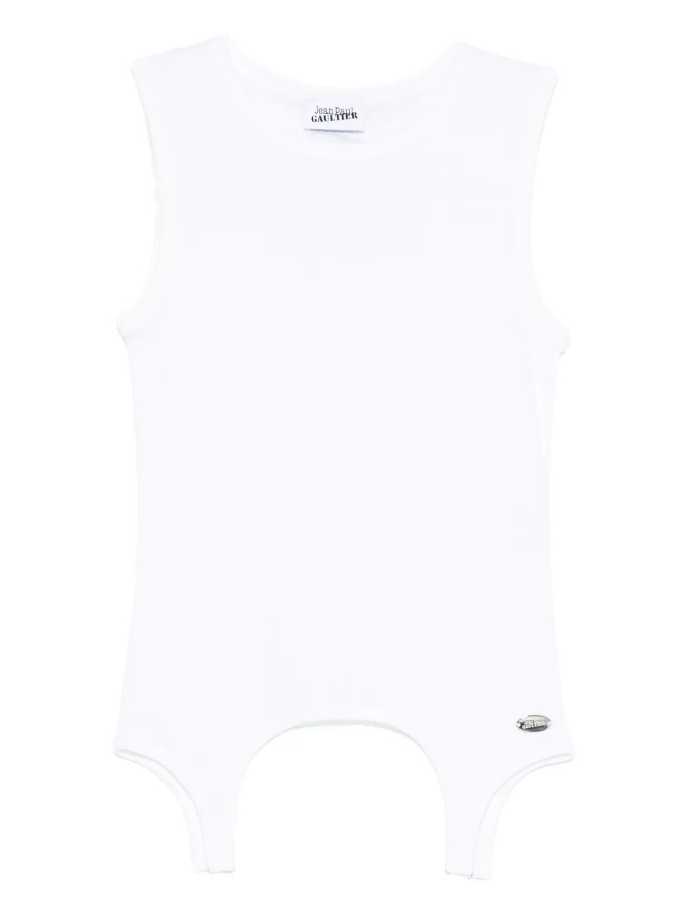 JEAN PAUL GAULTIER Cotton Ribbed Tank Top with Lingerie Garter
