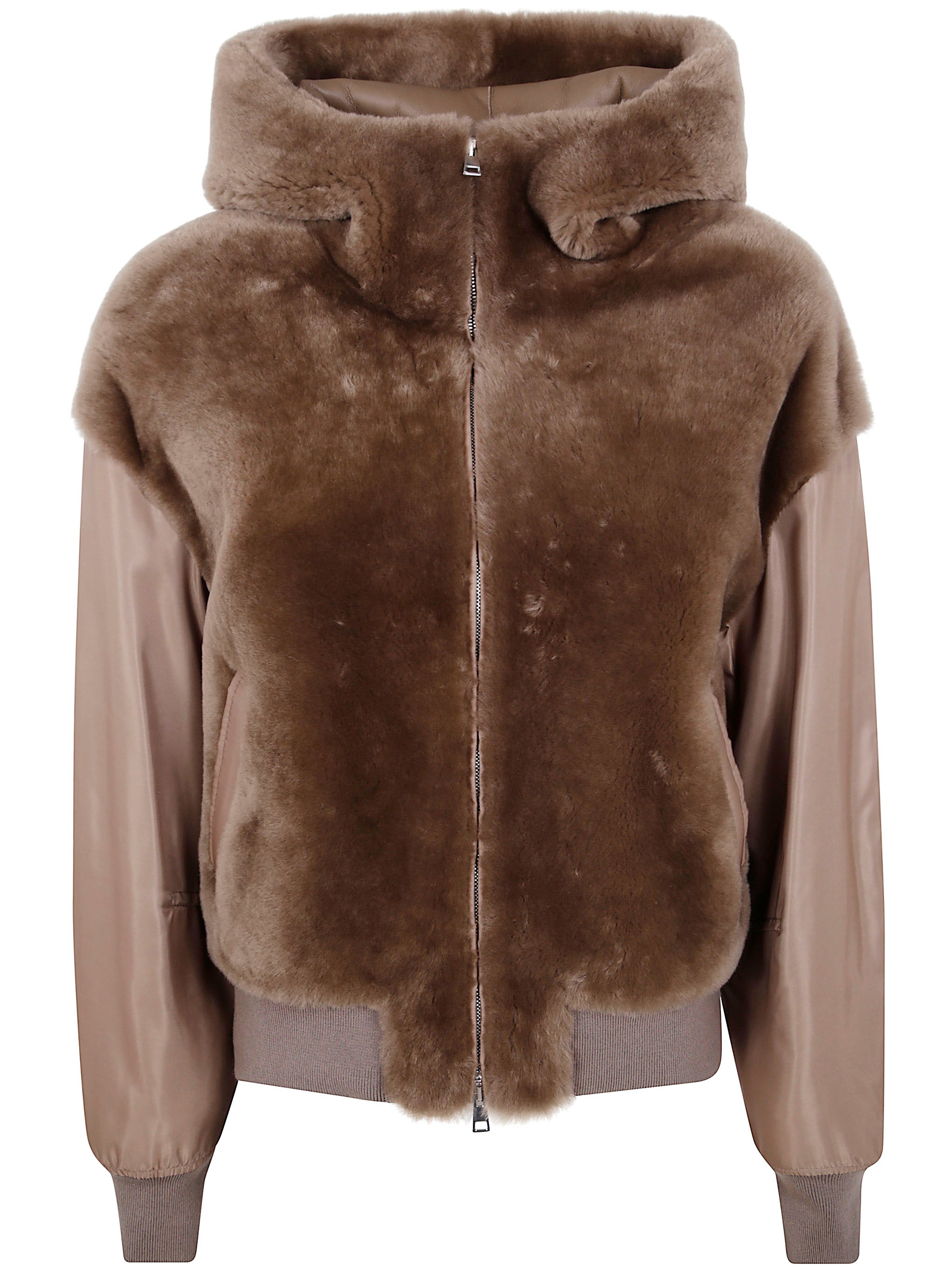 BLANCHA Straight Merino Shearling and Nylon Fabric Jacket