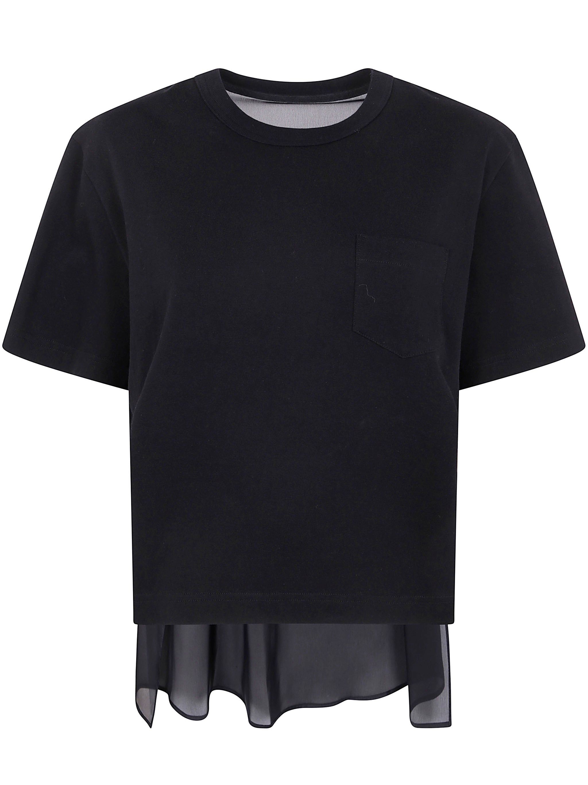 SACAI Nylon Twill Mix Cotton T-Shirt for Women - SS25