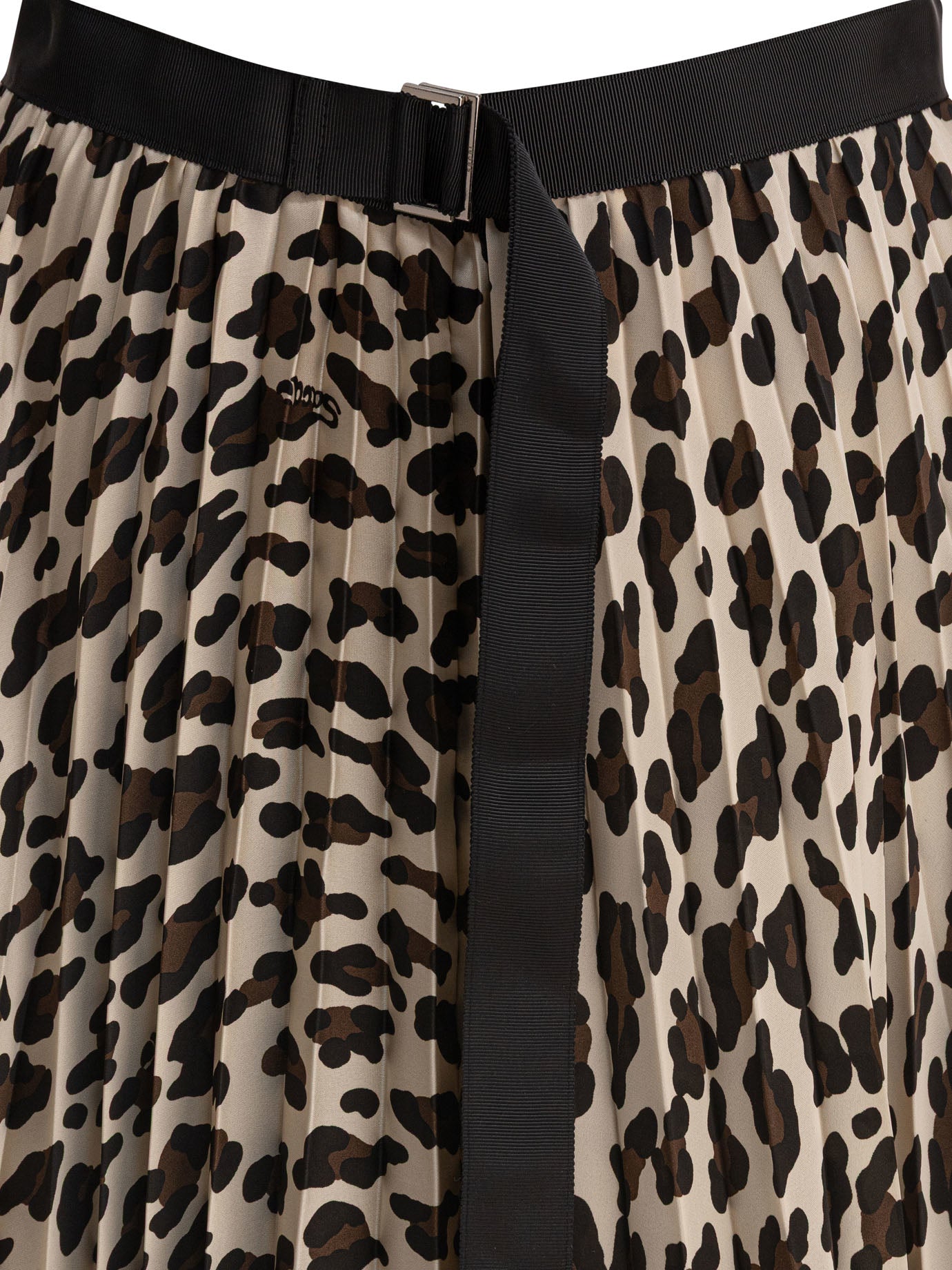 SACAI Leopard Pleated Skirt - Regular Fit