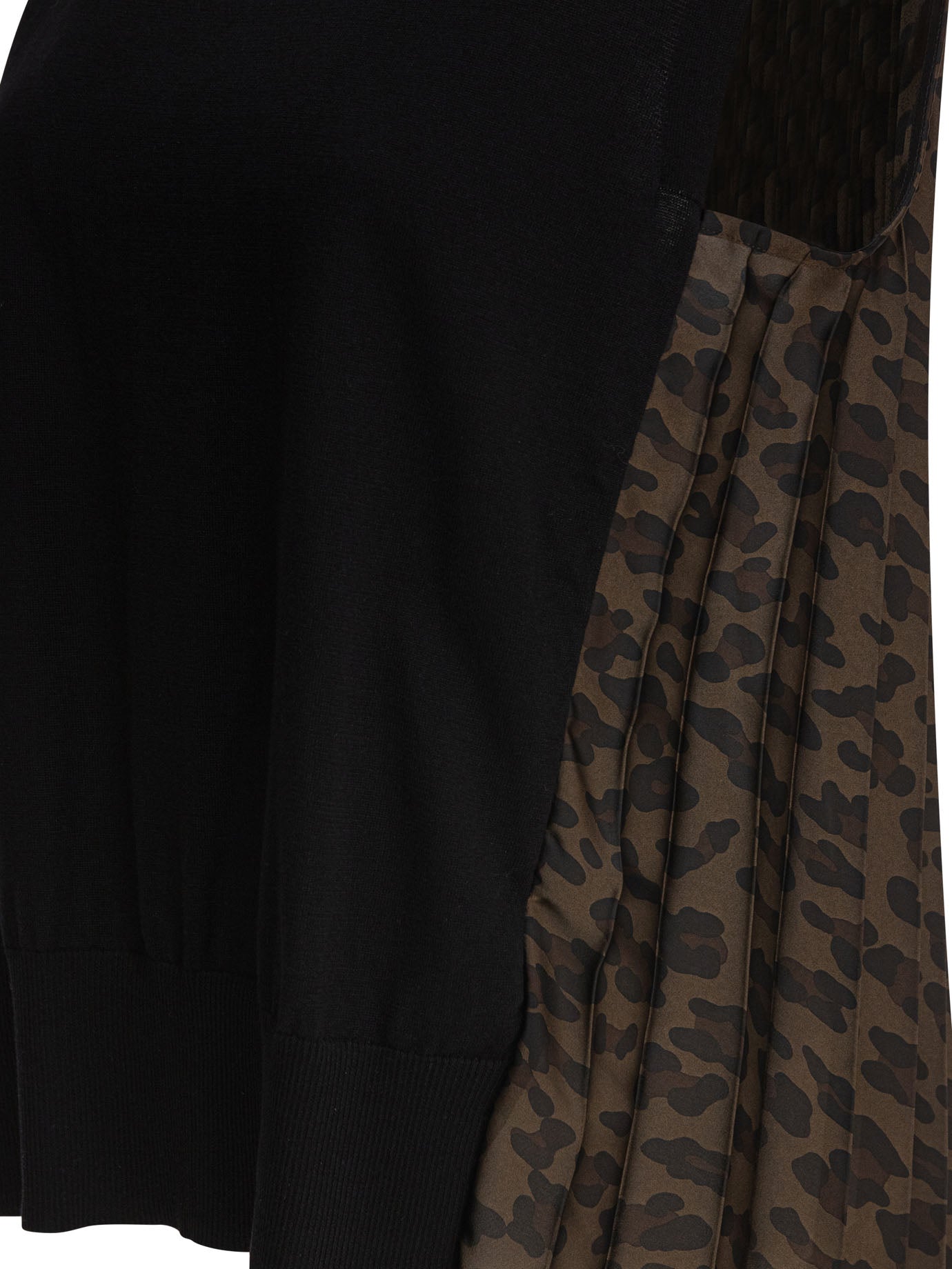 SACAI Leopard Print Pleated Sleeveless Top