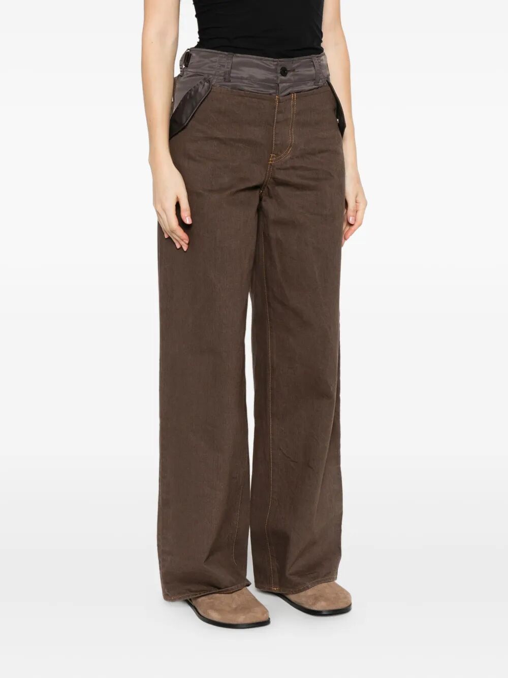 SACAI Wide Leg Denim Pants for Women - FW25 Collection