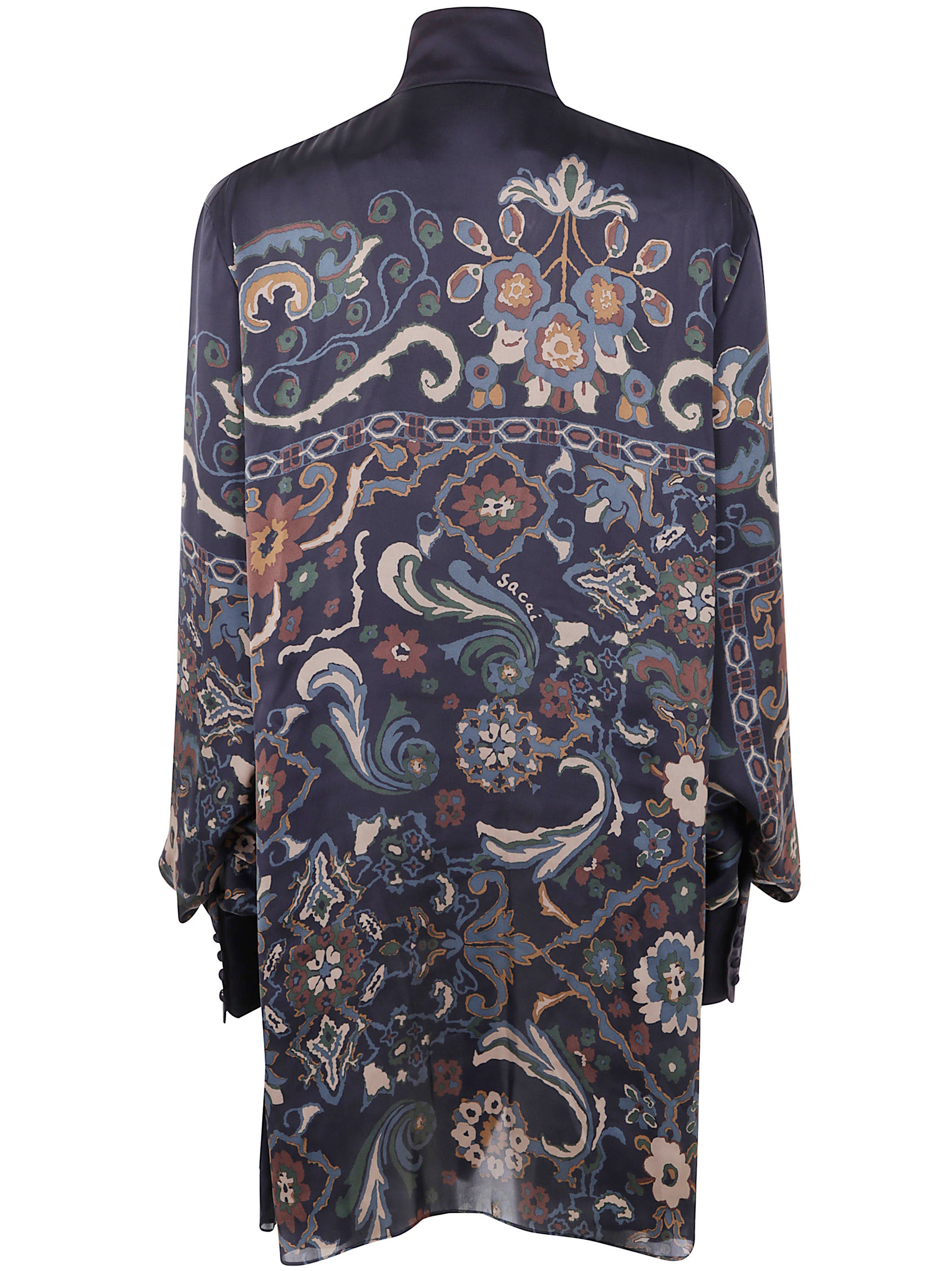 SACAI Floral Print Turtle Neck Dress