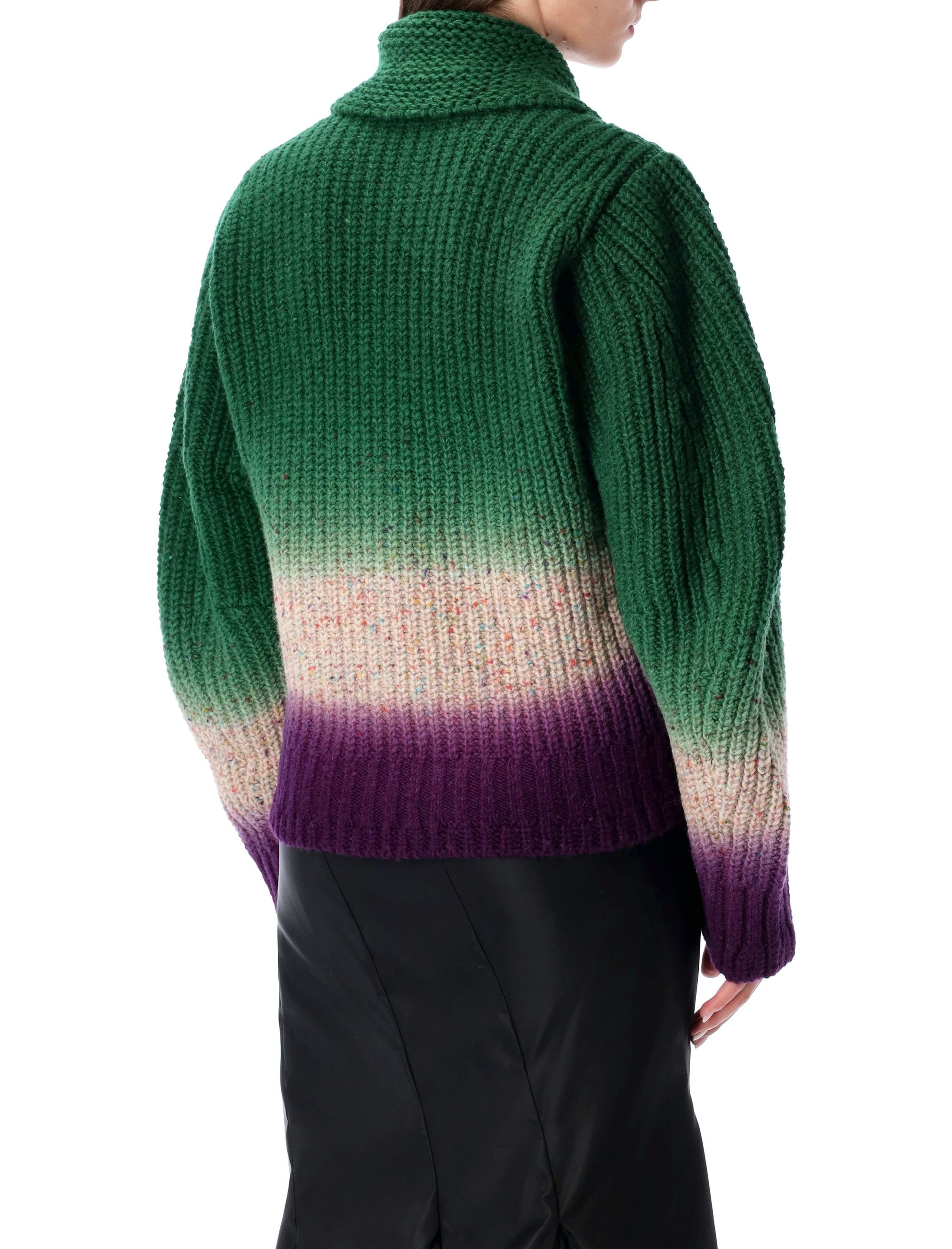 SACAI Multicolor Knit Wool Bomber Cardigan - Size 2