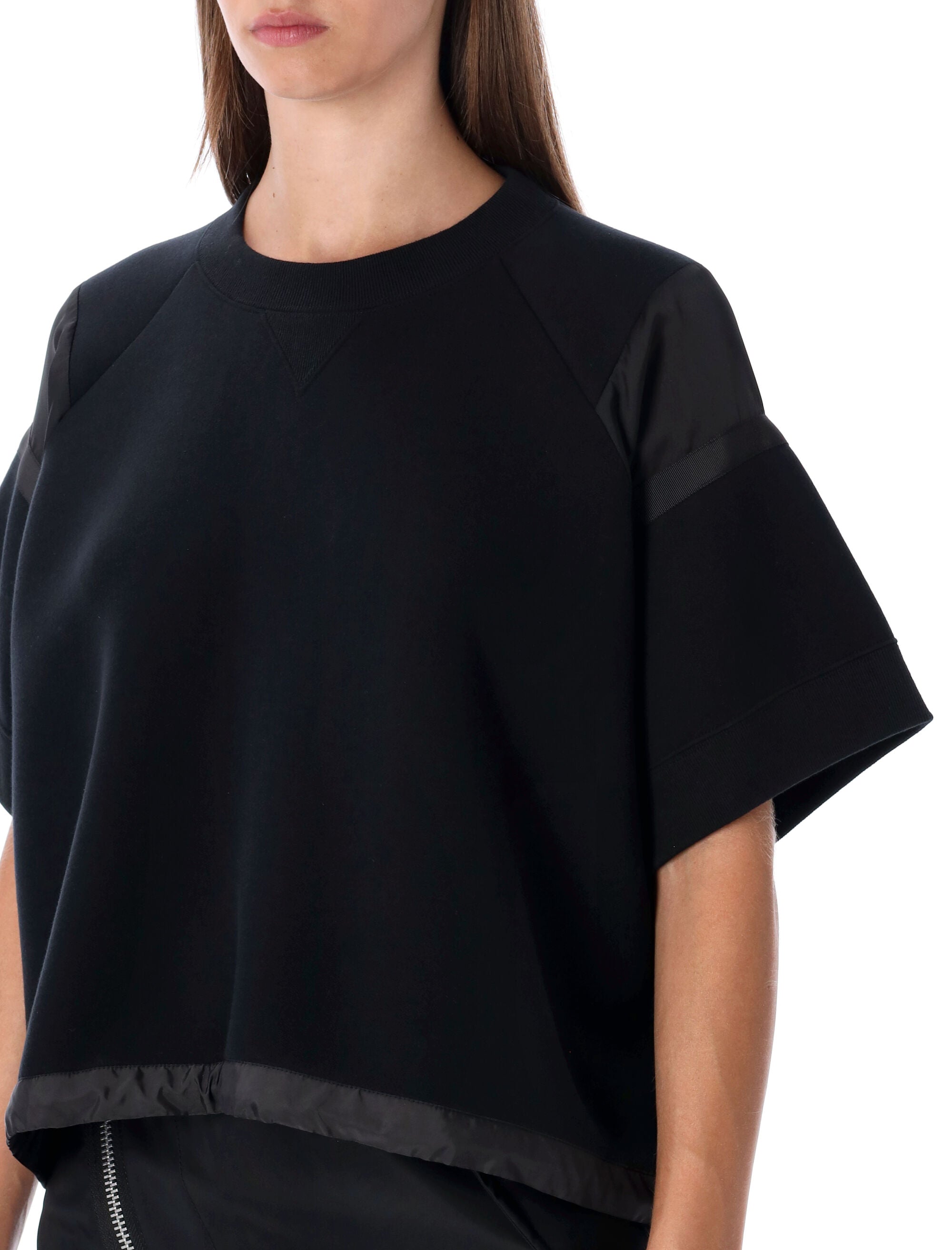 SACAI Oversized Technical Cotton T-Shirt with Adjustable Drawstring Hem - Size 2
