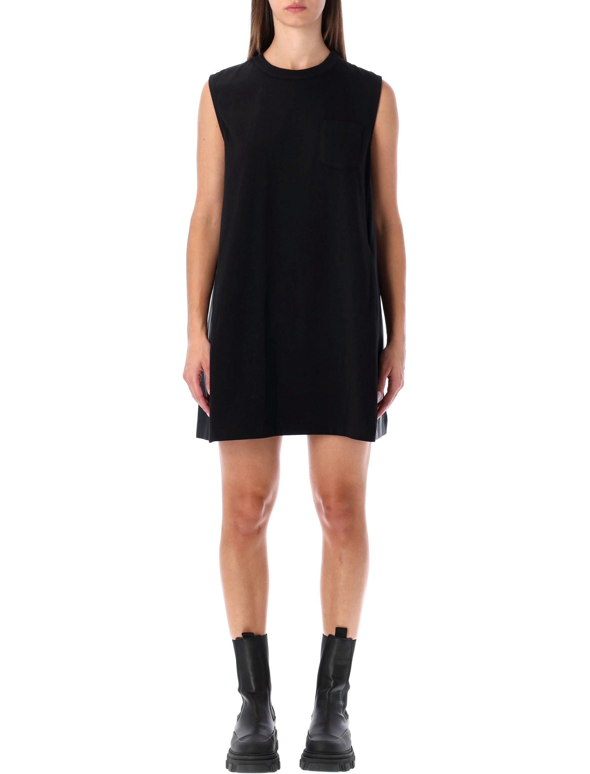 SACAI Mini Dress with Contrasting Pleated Back