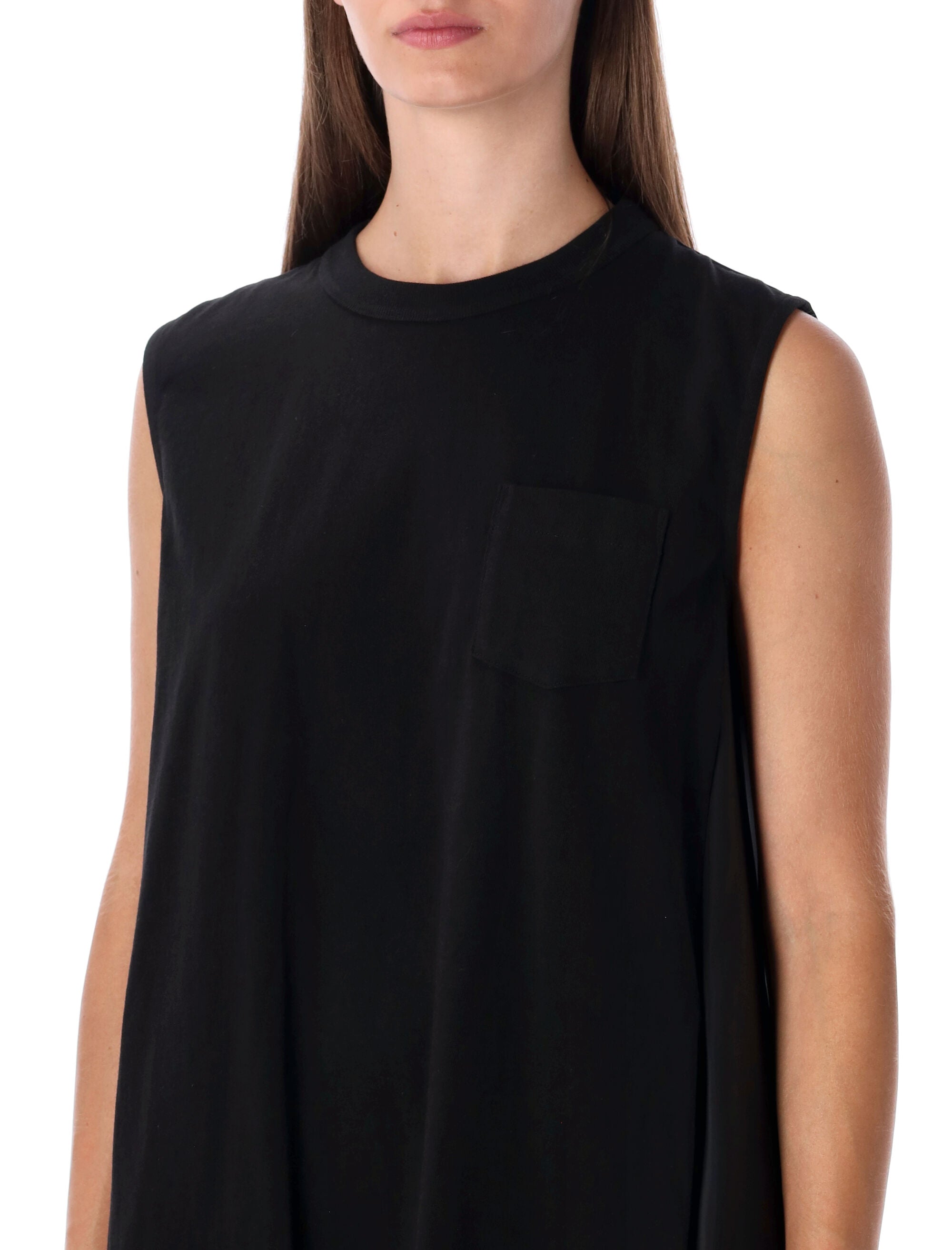 SACAI Mini Dress with Contrasting Pleated Back