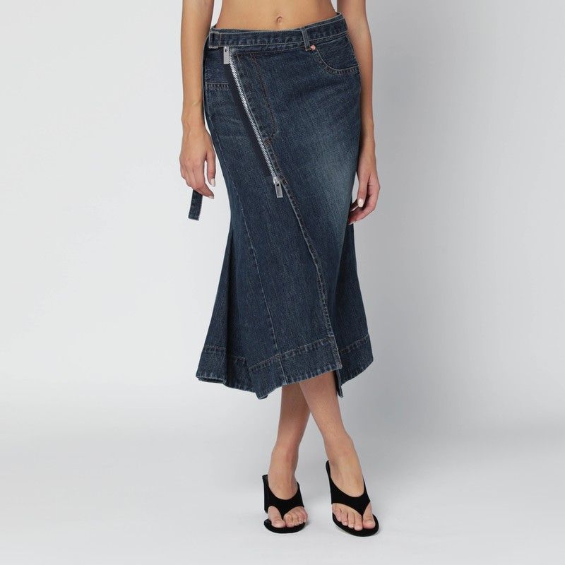 SACAI Asymmetric Denim Mini Skirt