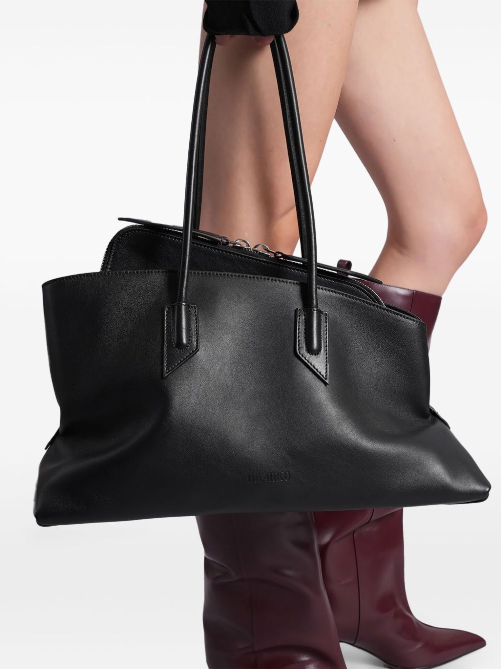 THE ATTICO Mini Leather Shoulder Handbag with Front Pocket