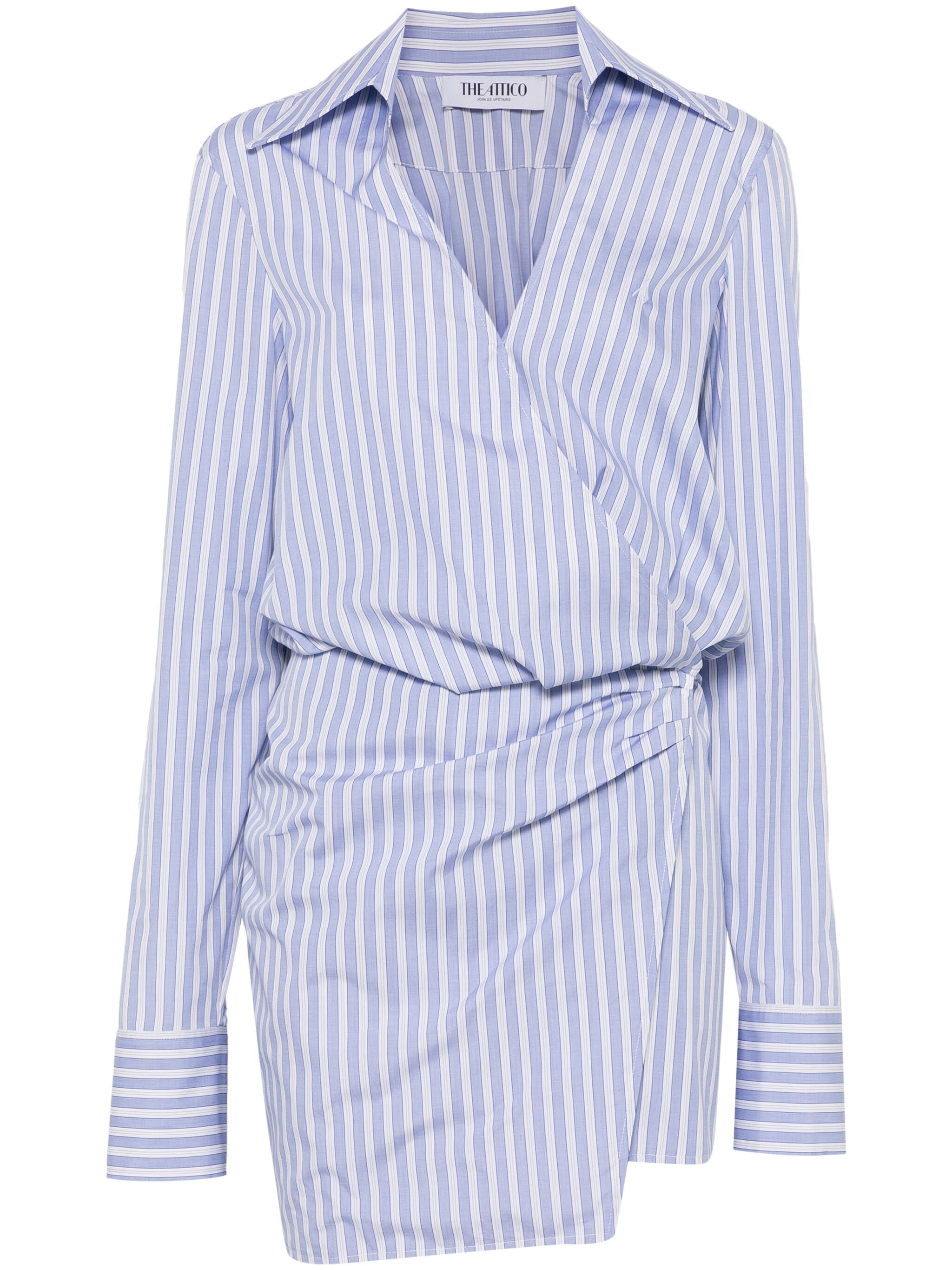 THE ATTICO Mini Cotton Shirt Dress with Draped Front