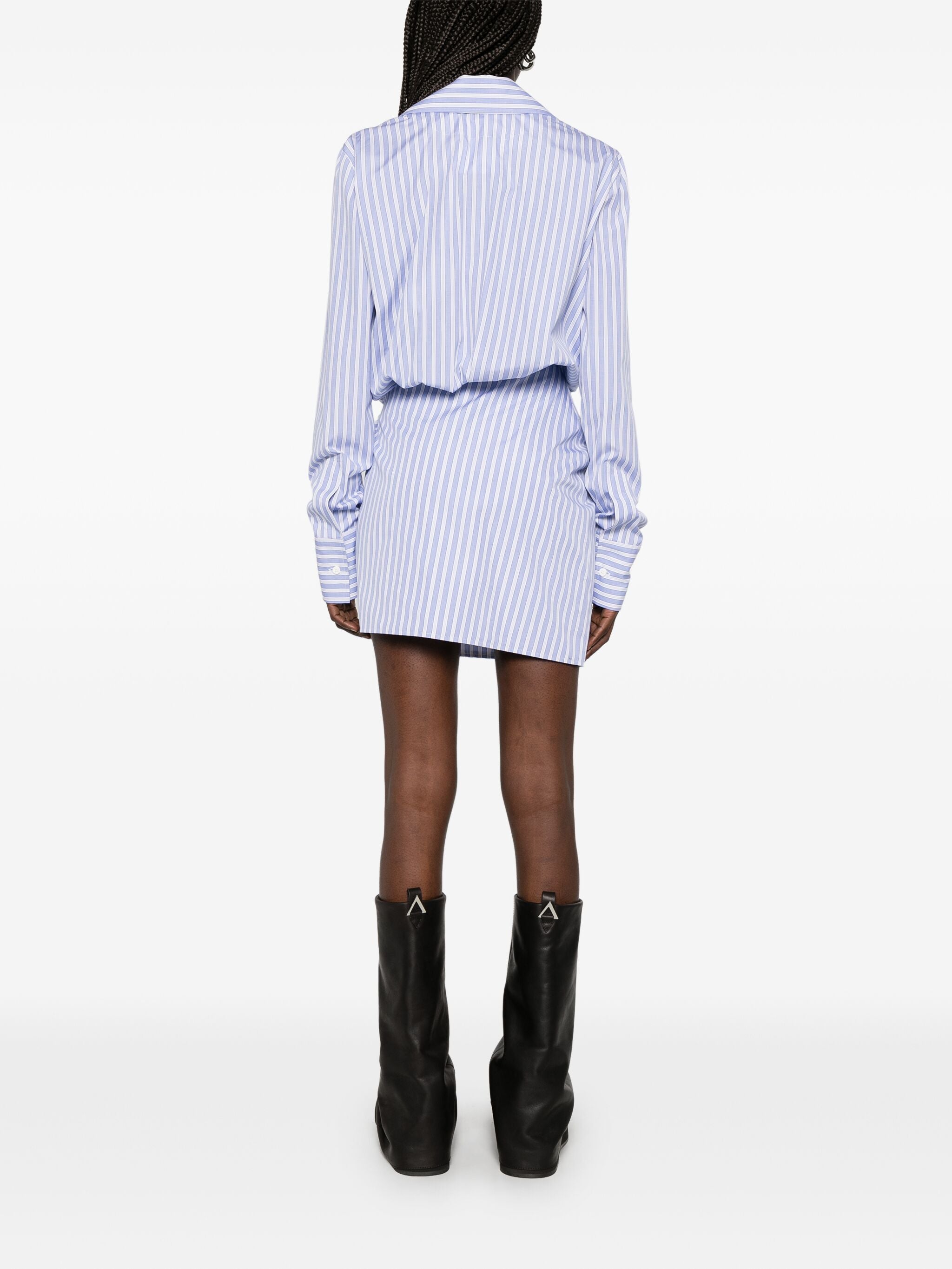 THE ATTICO Mini Cotton Shirt Dress with Draped Front
