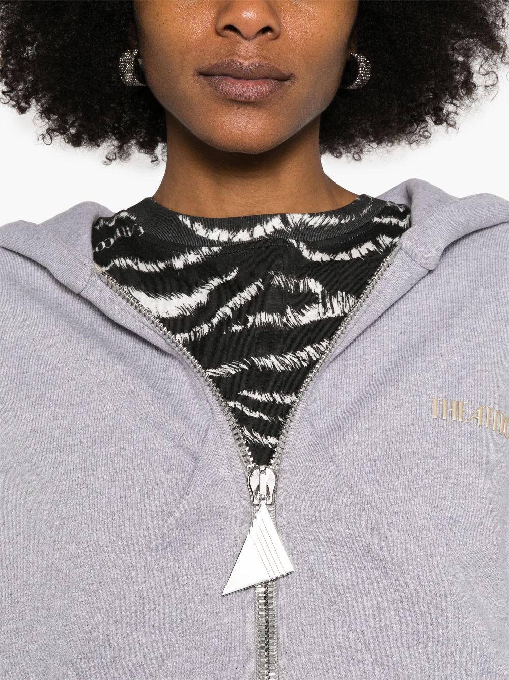 THE ATTICO Cozy Cotton Blend Sweater with Front Zip and Classic Hood