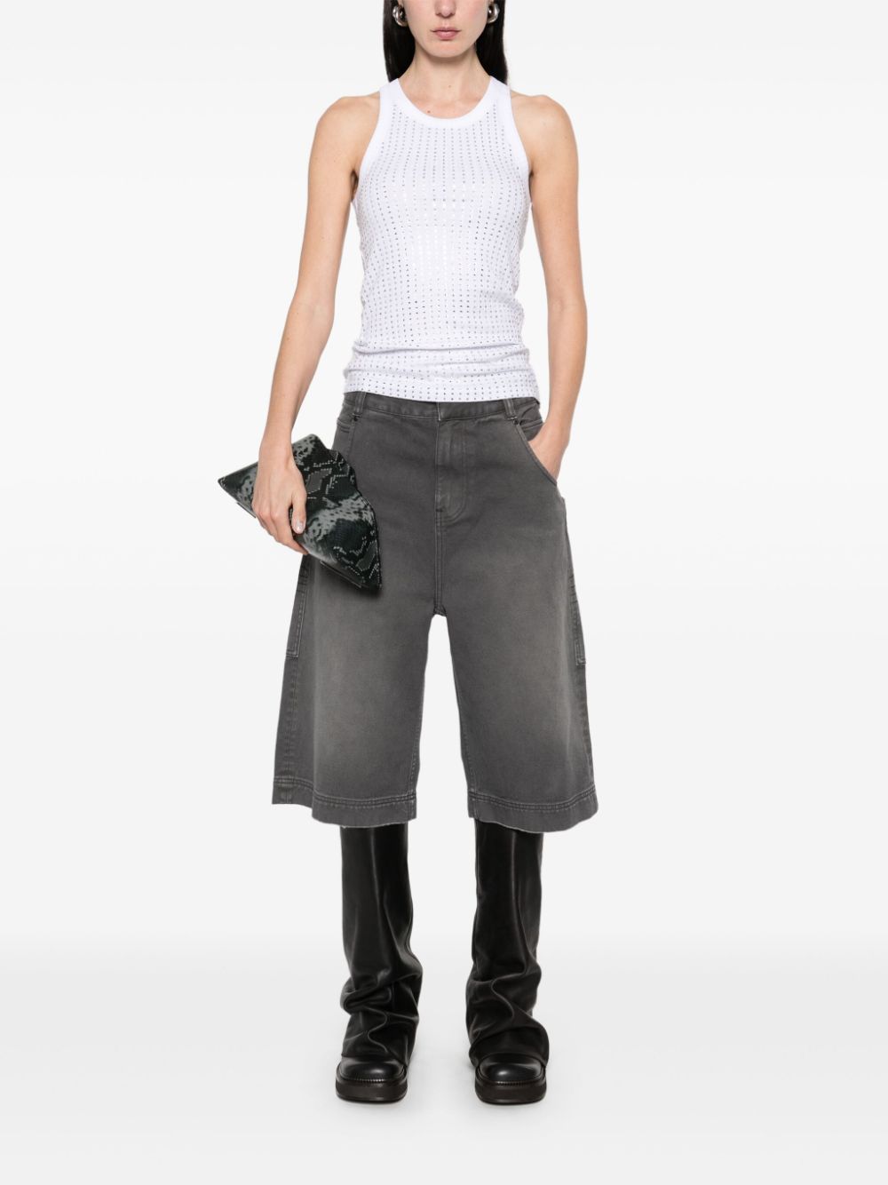 THE ATTICO Sleeveless U-Neck Cotton T-Shirt for Women