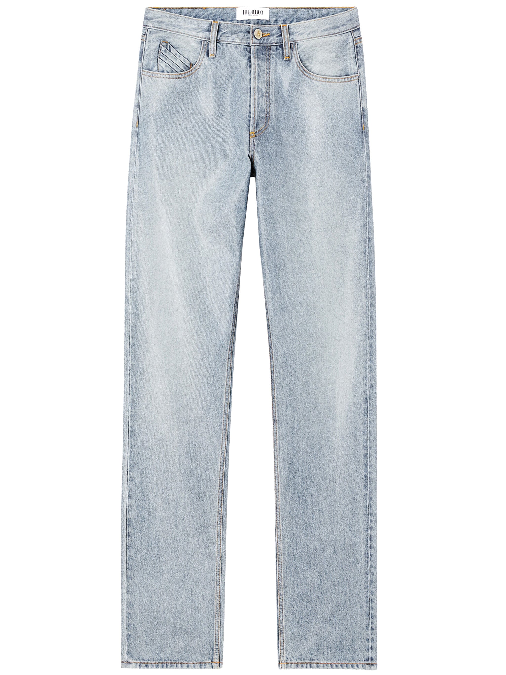 THE ATTICO Boyfriend-Style Long Trousers in Sky Blue