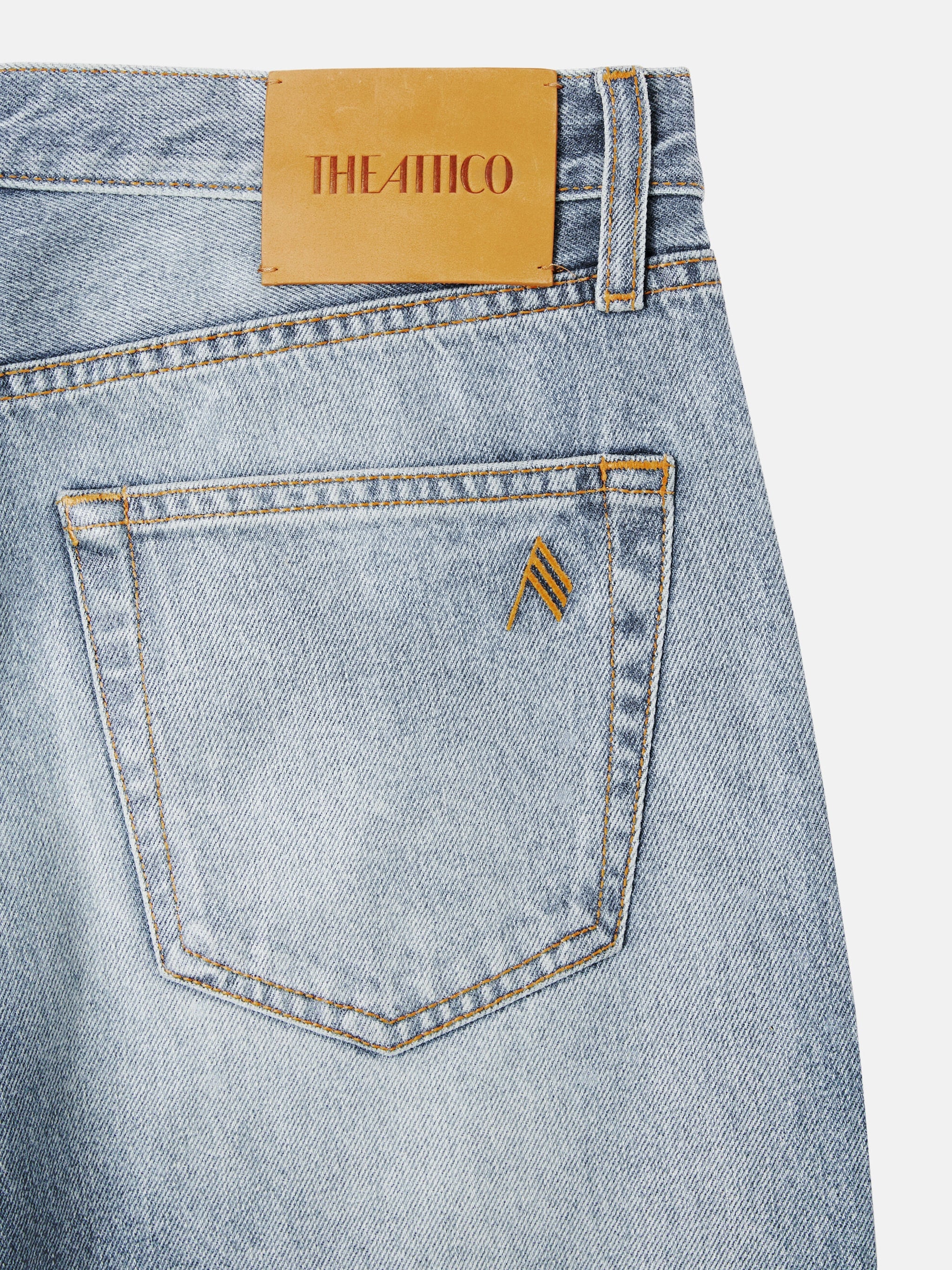 THE ATTICO Boyfriend-Style Long Trousers in Sky Blue