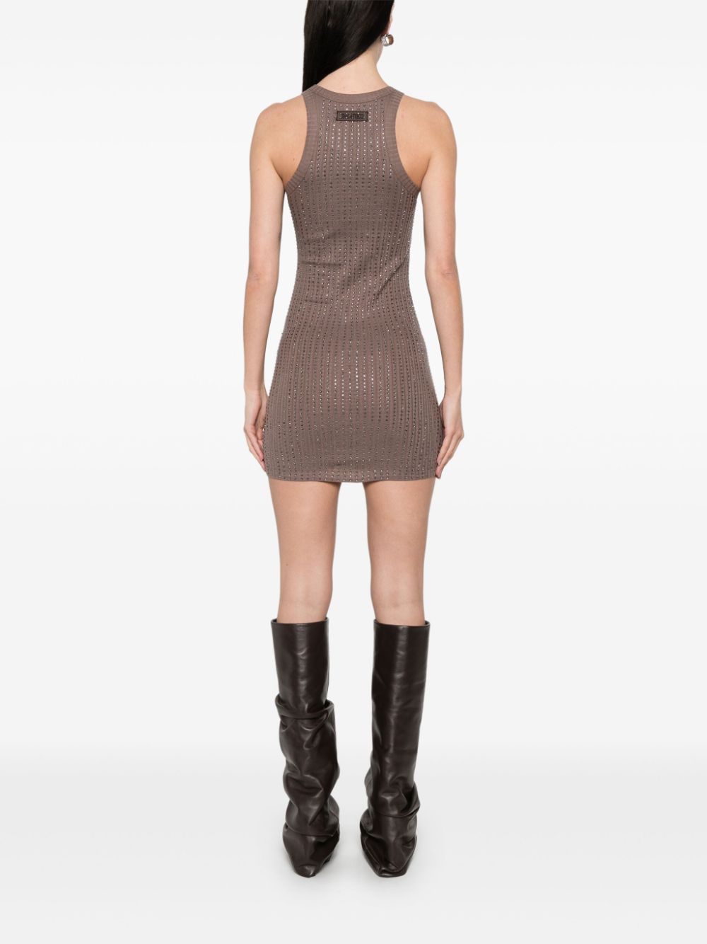 THE ATTICO Elegant Sleeveless Dress with Rhinestone Embellishment