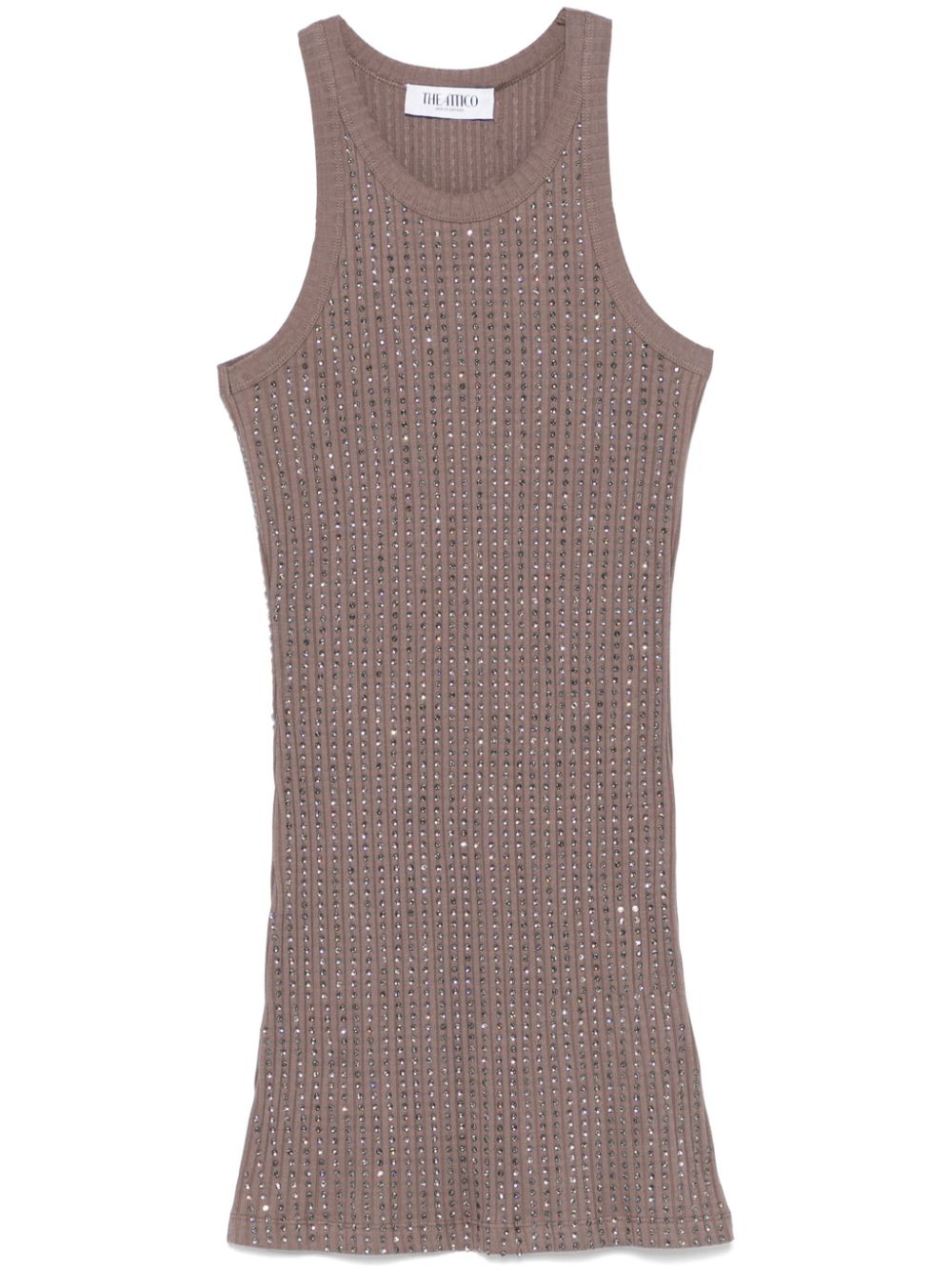 THE ATTICO Elegant Sleeveless Dress with Rhinestone Embellishment