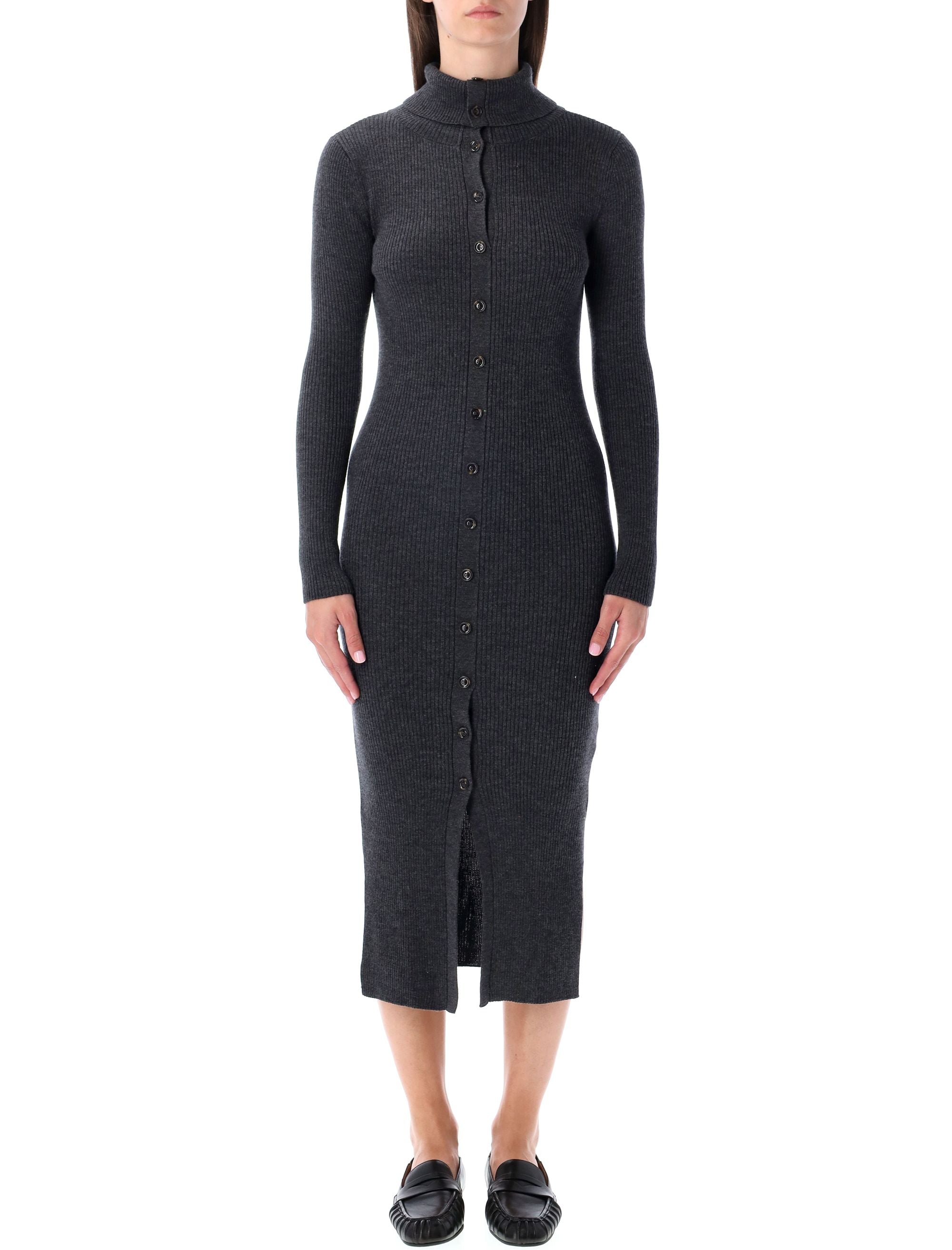 SESSUN Ribbed Knit Midi Dress with Buttons - Size S