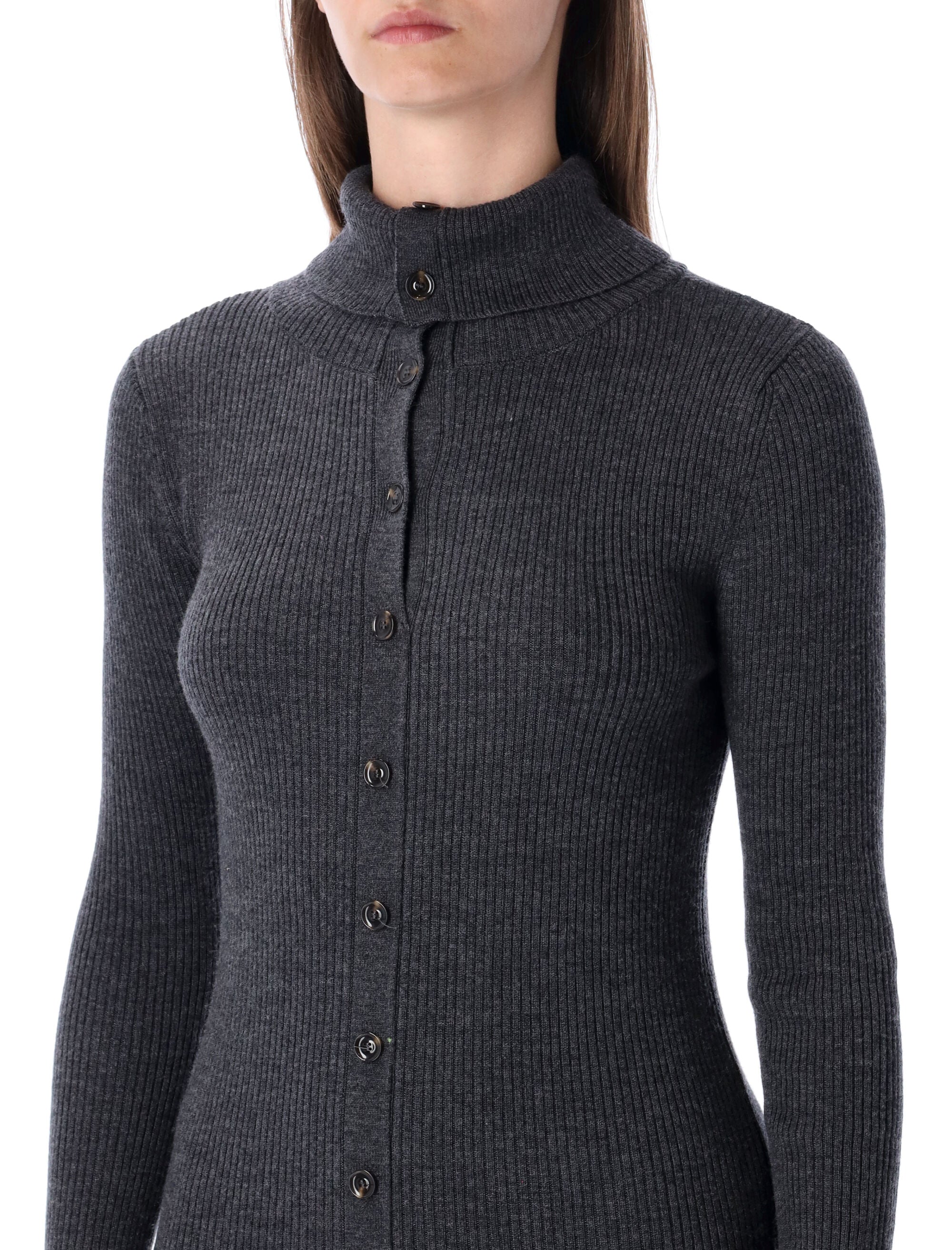 SESSUN Ribbed Knit Midi Dress with Buttons - Size S