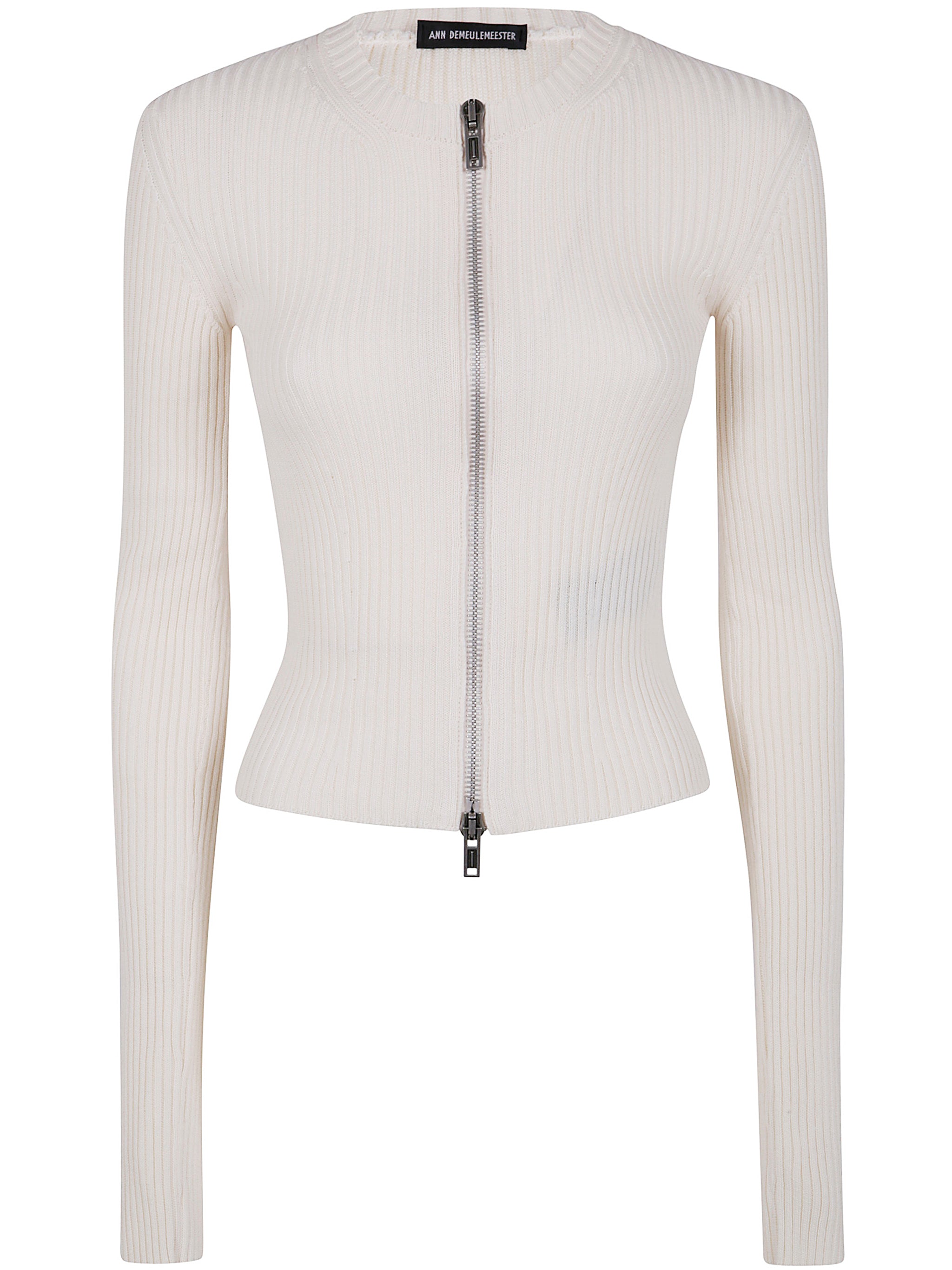 ANN DEMEULEMEESTER Cropped Zipped Cardigan in Cotton Blend