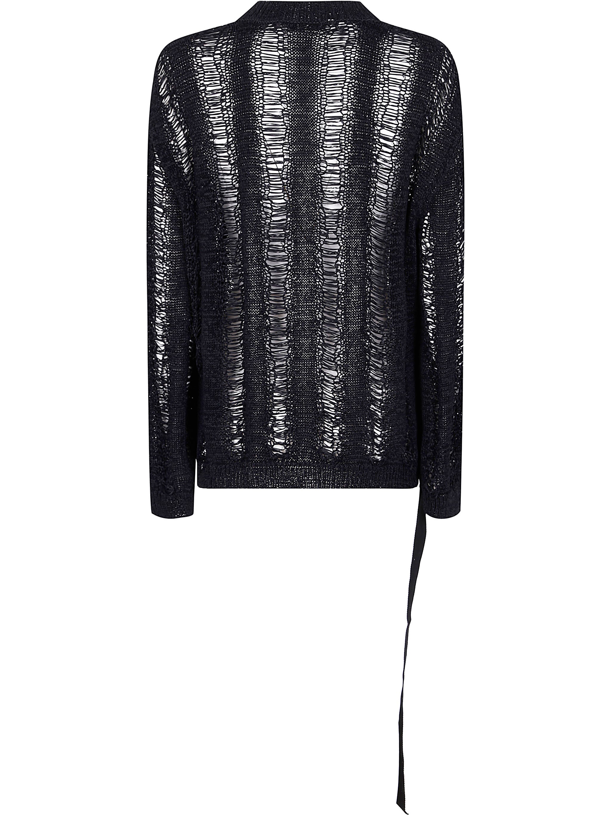 ANN DEMEULEMEESTER Oversized Boat Neck Shirt with Ladder Stitch Detail