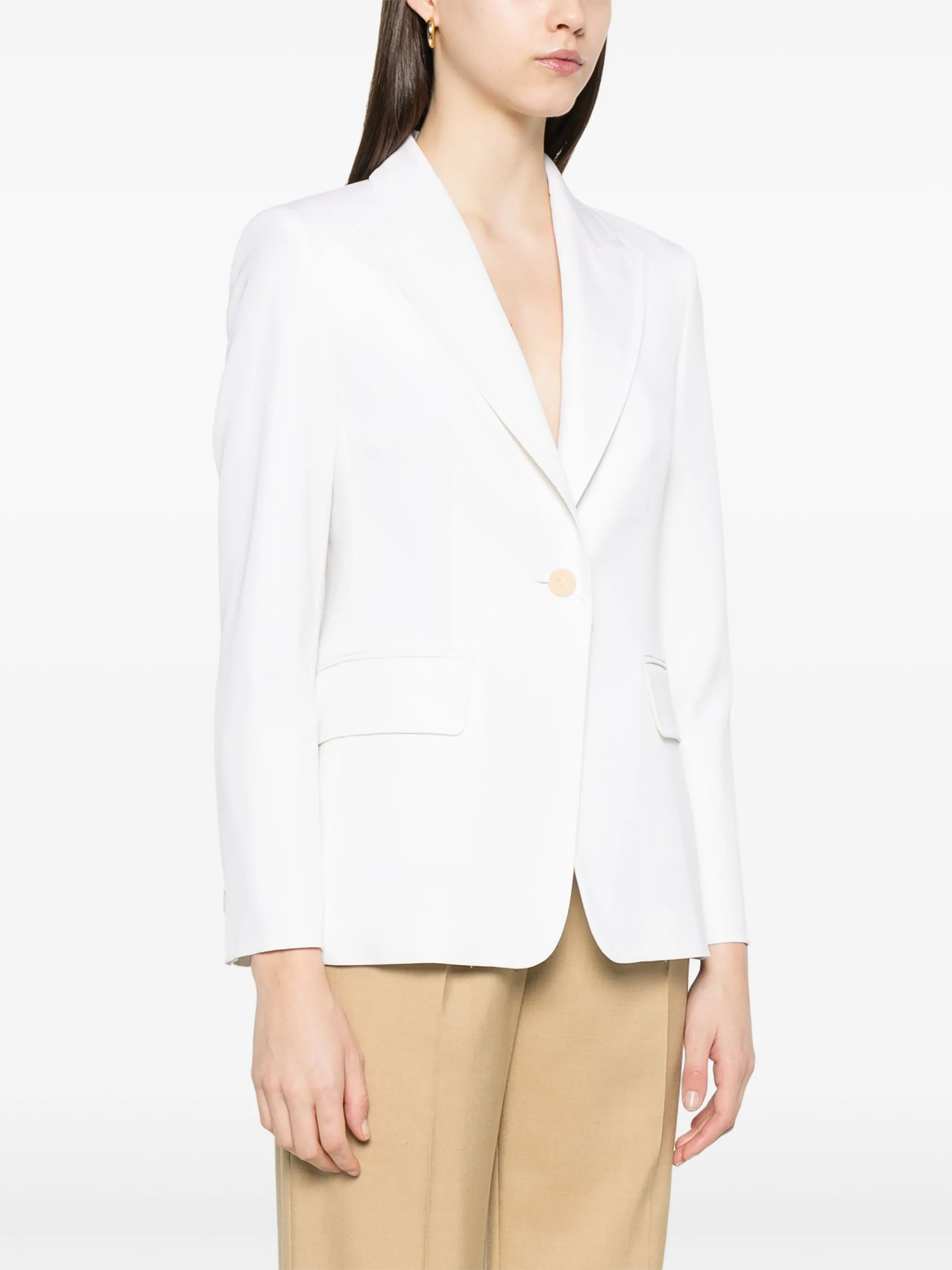 MAX MARA Tailored Virgin Wool Blazer with Shoulder Pads - Size 38