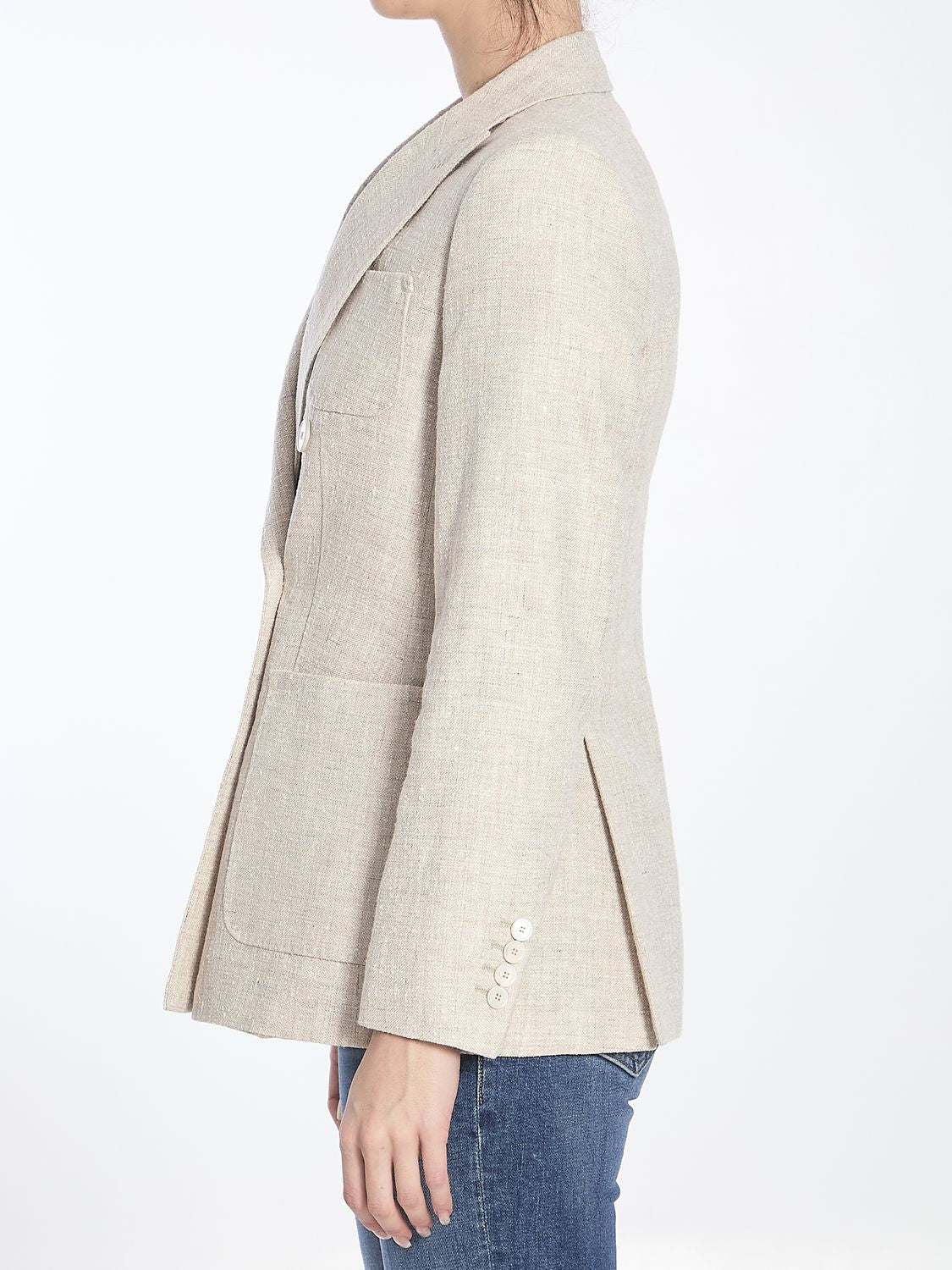 MAX MARA Double-Breasted Linen Blend Jacket - Size 42