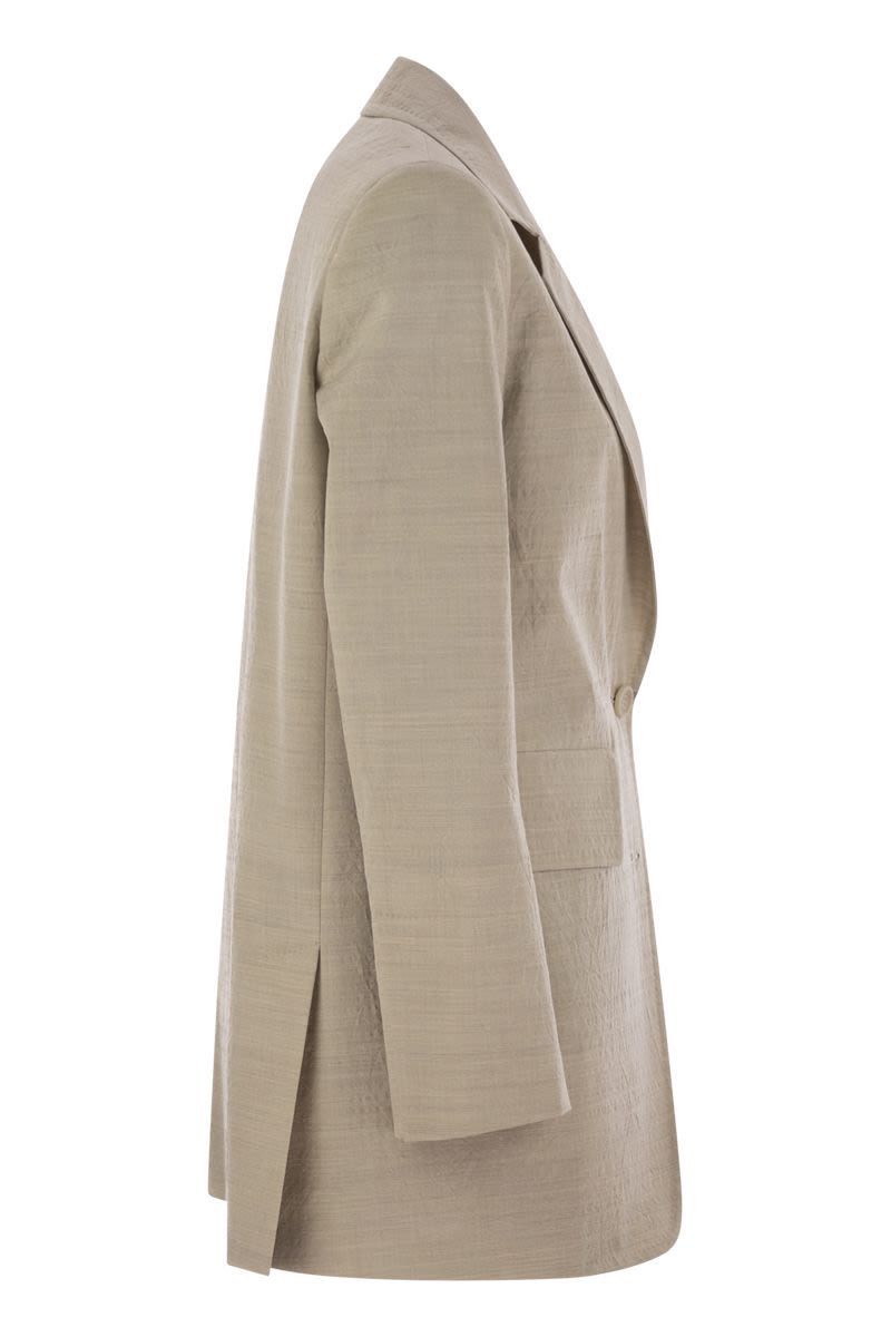 MAX MARA Oversized Single-Breasted Wool Canvas Blazer