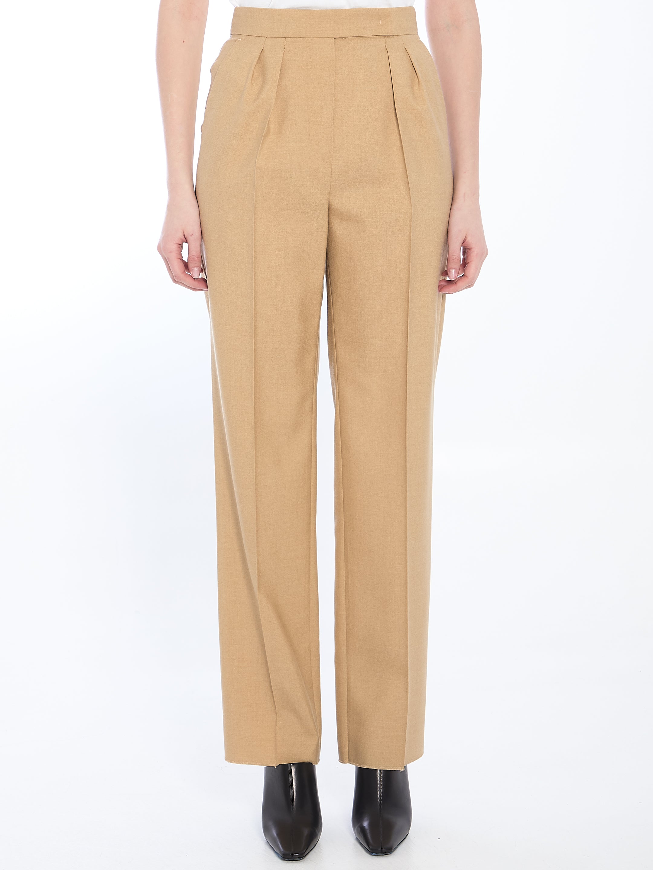 MAX MARA Tailored Mohair, Wool, and Silk Trousers - Size 40