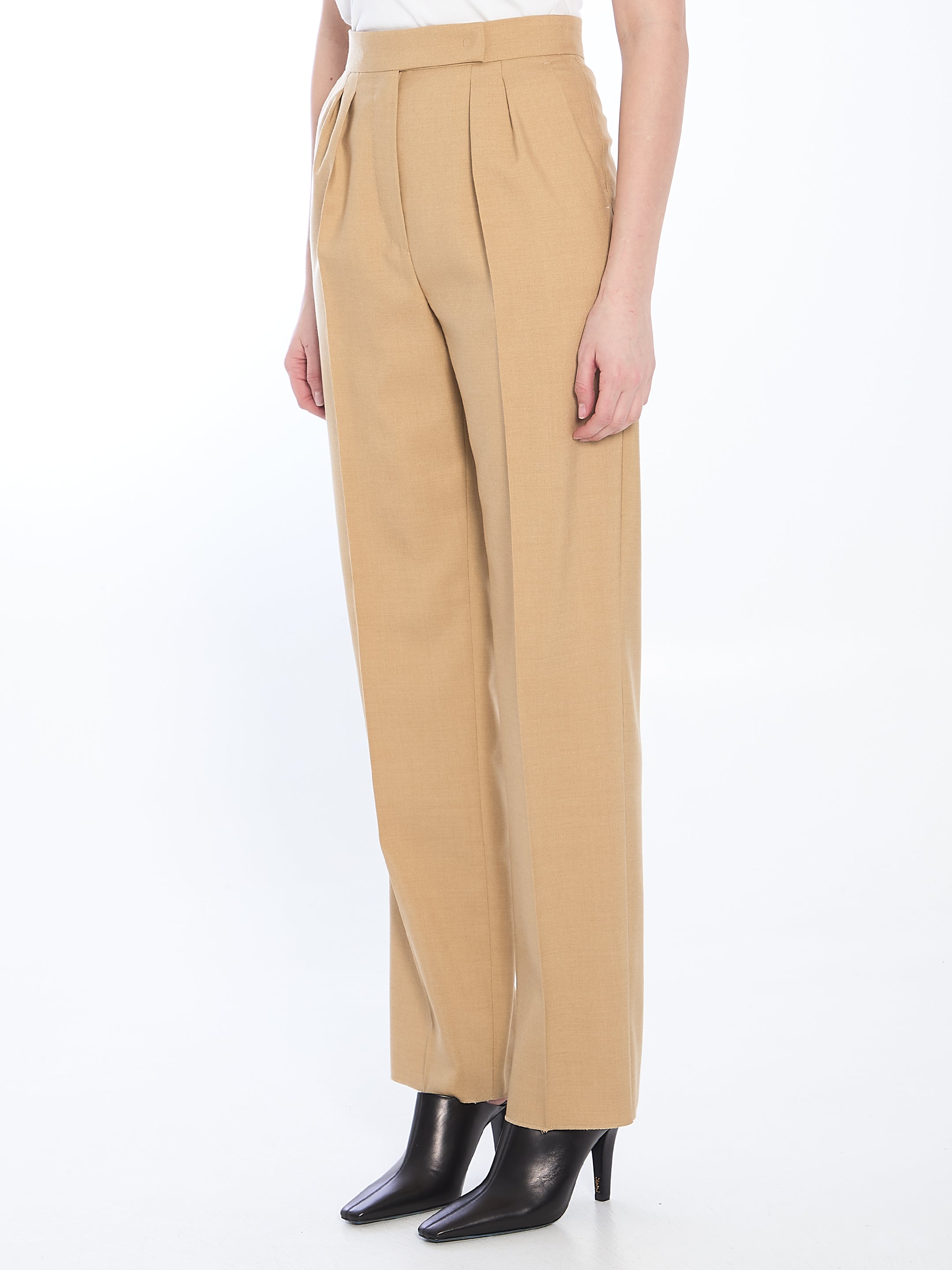 MAX MARA Tailored Mohair, Wool, and Silk Trousers - Size 40