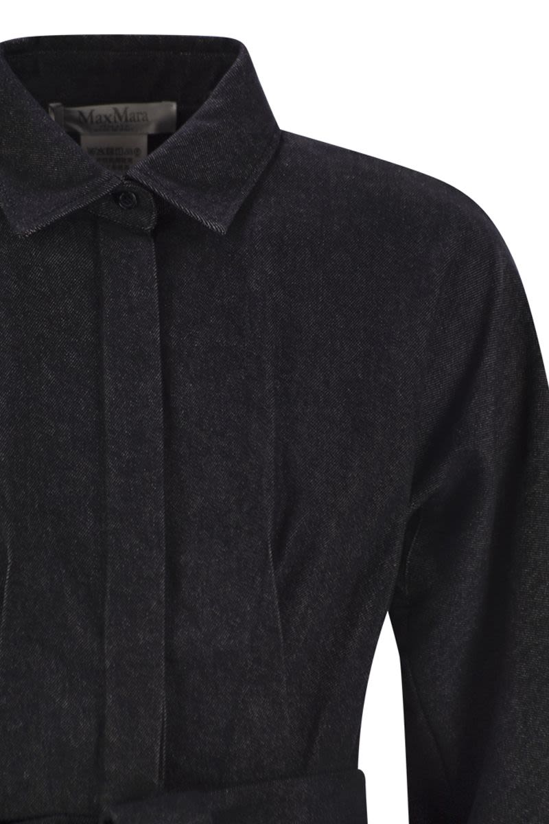 MAX MARA Denim-Effect Chemise Dress with Cut-Out Waist