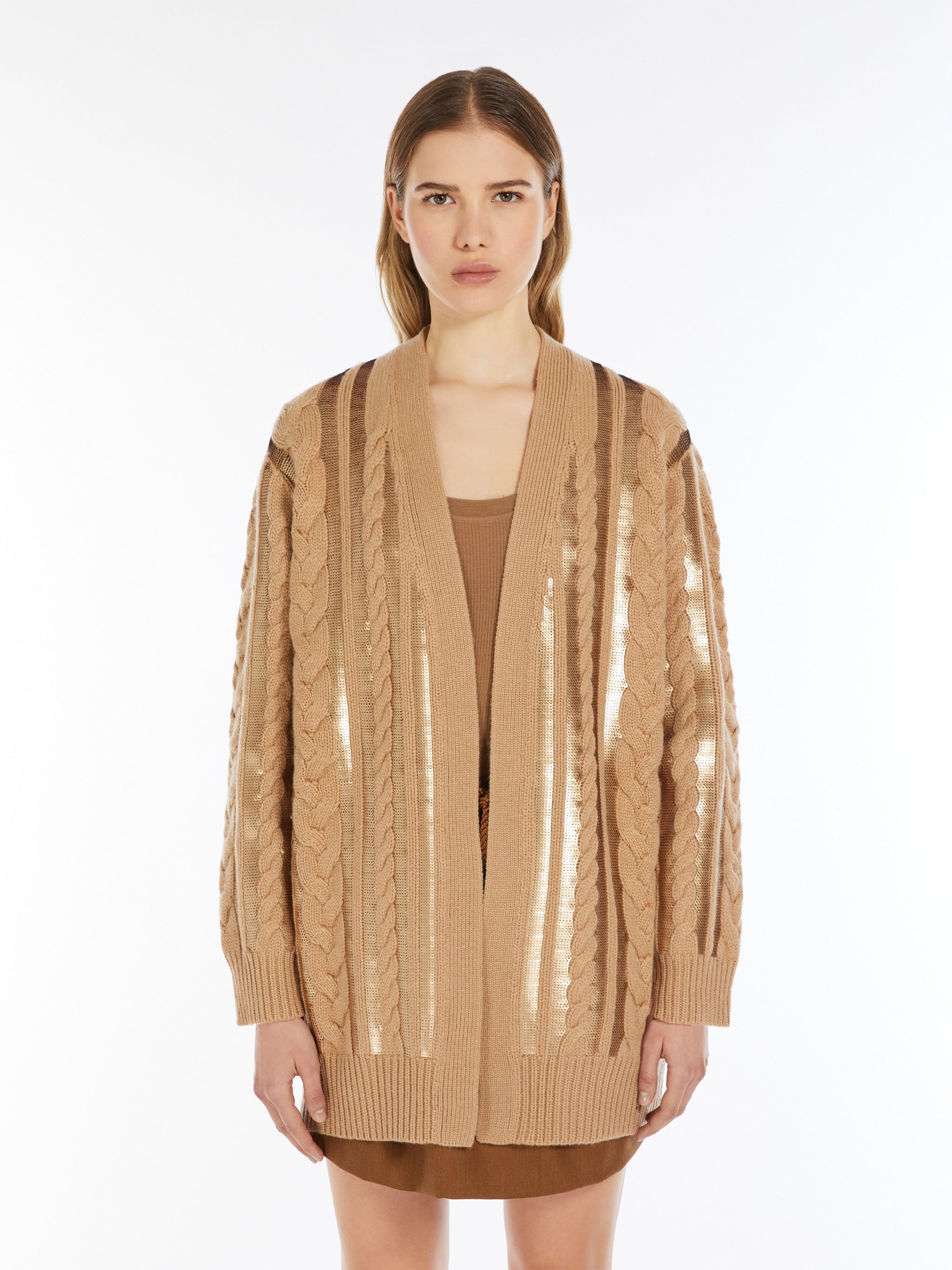 MAX MARA V-Neck Mini Cardigan with Sequins - Size S