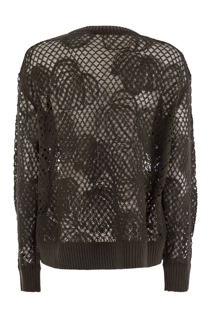 MAX MARA Embroidered Cotton Sweater with Dropped Shoulders