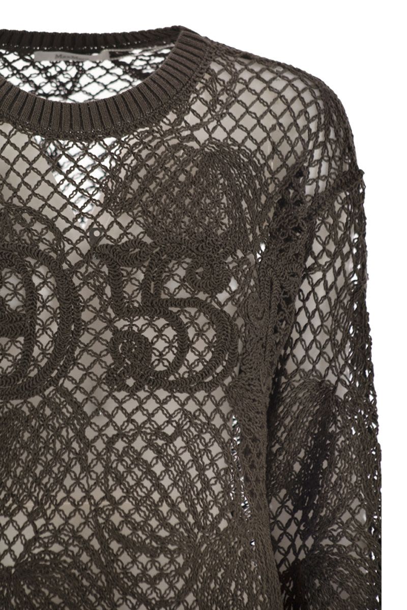 MAX MARA Embroidered Cotton Sweater with Dropped Shoulders