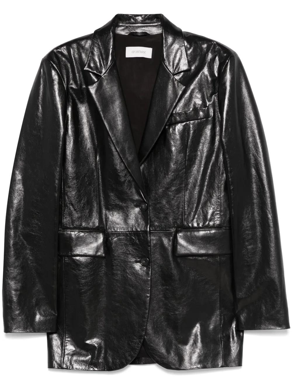 MAX MARA SPORTMAX Women's Leather Jacket with Belt - Size S