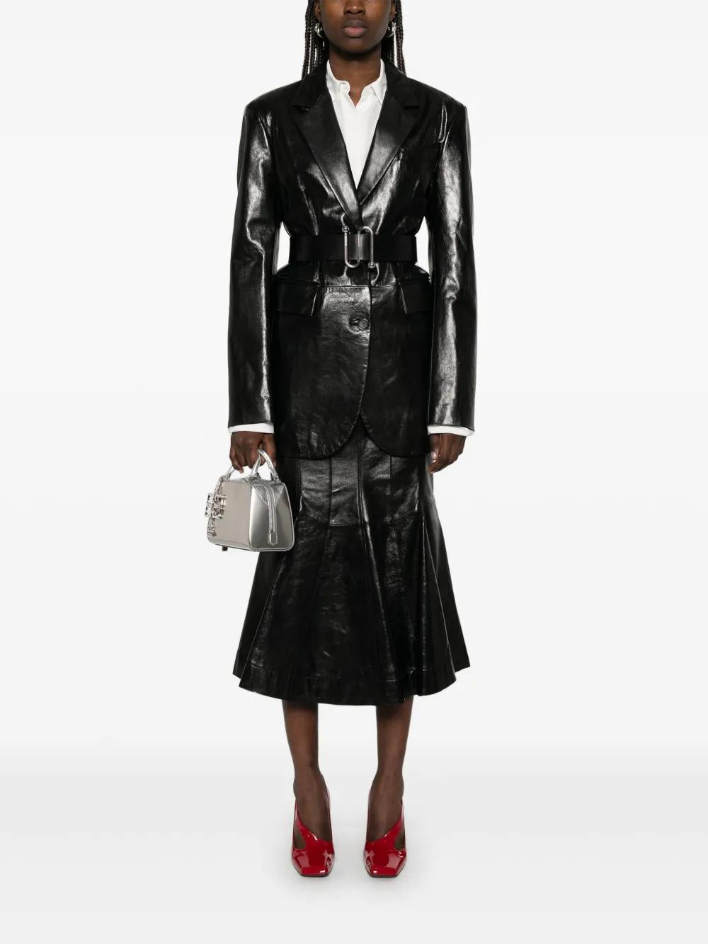 MAX MARA SPORTMAX Women's Leather Jacket with Belt - Size S