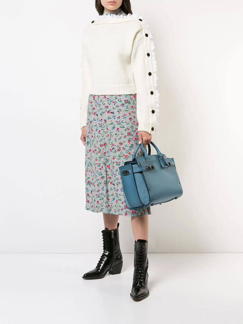 COACH Mixed Leather Double Swagger Satchel - Mini Size